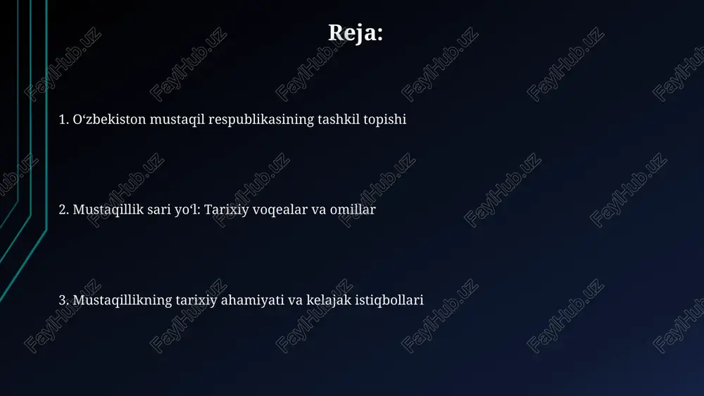 erishilganidan so'ng, o'zbekiston xalqaro maydonda o'z o'rnini topdi, bmt va boshqa nufuzli tashkilotlarga a'zo bo'lib, global siyosatda faol ishtirok etdi. e'tiboringiz uchun rahmat image1.png