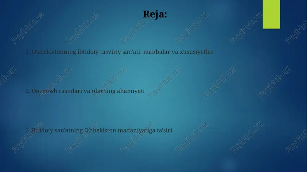 atda ov sahnalari, hayvonlar tasviri, geometrik naqshlar urug' jamoalarining hayotini ifodalagan. e'tiboringiz uchun rahmat image6.png image2.png image3.png image4.png image5.png