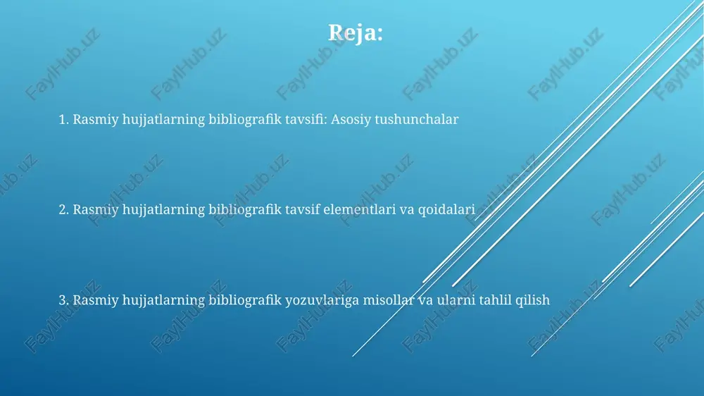 7.12:2017 standartini belgilaydi. rasmiy hujjatlarning bibliografik tavsifida muallif sifatida hujjatni qabul qilgan tashkilot ko'rsatiladi, masalan, vazirlar mahkamasi yoki oliy majlis qonunchilik palatasi. e'tiboringiz uchun rahmat image1.png