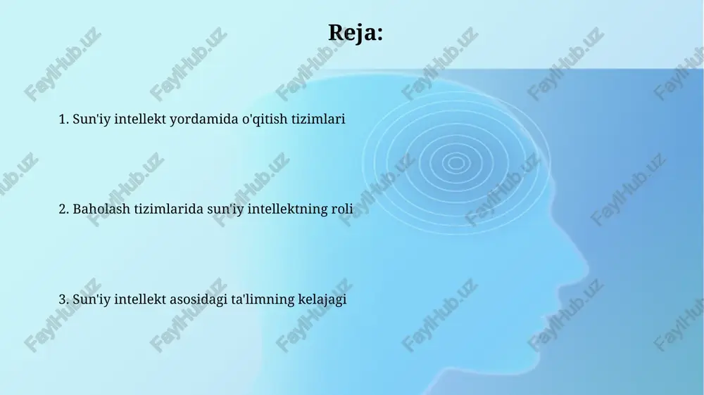 mkin, bilim darajasiga qarab. sun'iy intellekt o'quvchilarning javoblarini avtomatik ravishda tahlil qilishi va 95% aniqlik bilan baholashi mumkin, bu o'qituvchilar vaqtini tejaydi. avtomatlashtirilgan baholash va fikr-mulohaza avtomatlashtirilgan baholashda mashinaviy o'rganish algoritmlari 70% gacha inson xatosini kamaytirishi mumkin, bu esa xolis natijalarni ta'minlaydi. ai tizimlari 95% aniqlik bilan o'quvchining javoblarini tahlil qilib, muammoli sohalarni aniqlaydi va shaxsiy fikr-mulohazalarni yaratadi. sun'iy intellekt yordamida kontentni yaratish sun'iy intellekt platformalari 150 dan ortiq tilda matn yaratish, tasvirlar va hatto dasturiy kod ishlab chiqish uchun neyron tarmoqlardan foydalanadi. generativ ai modellari, masalan, gpt-3, muayyan mavzular bo'yicha 95% gacha aniqlik bilan maqolalar, blog postlari va marketing matnlarini yaratishi mumkin. talabalar ishlashini prognoz qilish talabalarning o'zlashtirishini prognoz qilish uchun ai, gpa, imtihon natijalari va o'quv faoliyatidan olingan ma'lumotlarni tahlil qilib, xavf ostidagi talabalarni aniqlaydi. ai tizimlari o'quv kursini muvaffaqiyatli yakunlash ehtimolini baholash uchun talabalarning demografiyasi, moliyaviy ahvoli va o'qishga kirish ballarini o'rganadi. o'qituvchilar uchun sun'iy intellekt vositalari …