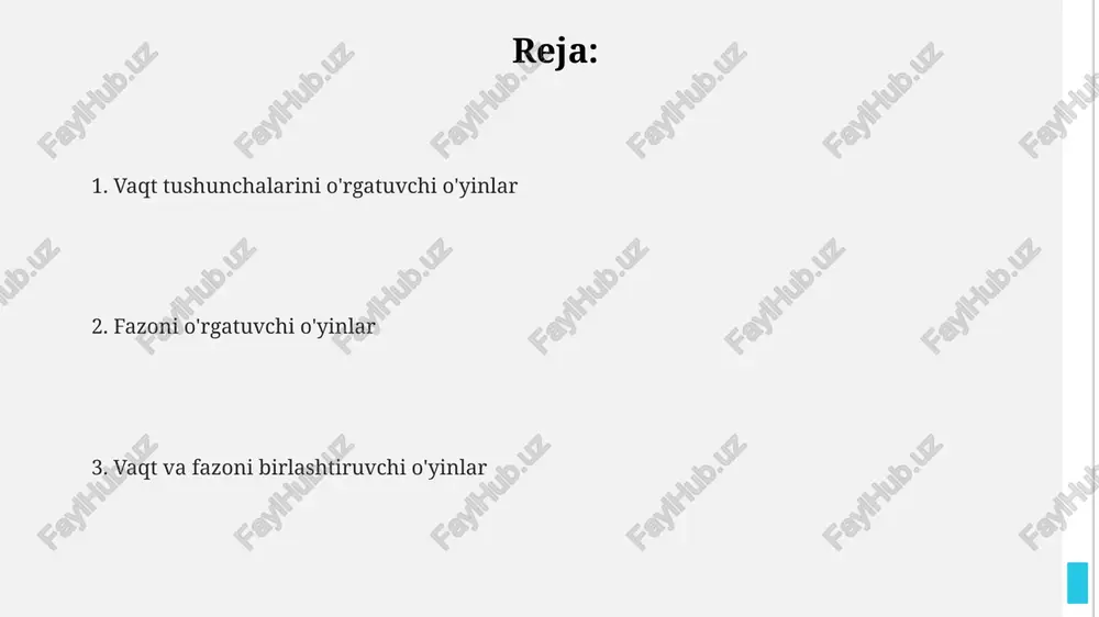 /tun sikllari bolalarga tezlik va davomiylikni tushunishga yordam beradi. o'yinlar davomiylikni o'rgatish uchun 3 bosqichli jarayonlar (boshlash, o'rtasi, yakunlash) va 7 kunlik haftalik progresslarni ishlatadi. vaqtni boshqarish o'yinlarida resurslarni 5 daqiqalik interval bilan taqsimlash, o'yinchilarga cheklangan muddatda qaror qabul qilishni o'rgatadi. soat va kalendar o'yinlari ushbu o'yinlar kalendar tushunchalarini o'rgatish uchun ishlatilishi mumkin, jumladan 7 kunlik hafta, 12 oylik yil va toq yillar har 4 yilda sodir bo'ladi. soat va kalendar o'yinlari vaqtni aniqlash bo'yicha asosiy tushunchalarni o'rgatadi, masalan, 60 daqiqa bir soatni tashkil qiladi va 24 soat bir kunni tashkil etadi. soat va kalendar o'yinlari shogirdlarga o'tilgan vaqtni o'lchashga yordam beradi, masalan, 30 daqiqa yoki 10 kun kabi muddatlar oralig'ini hisoblash imkonini beradi. vaqtni boshqarish simulyatsiyalari o'yin mexanizmlari ko'pincha 'vaqt liniyasi' tushunchasiga asoslanadi, bu yerda o'yinchining har bir harakati kelajakdagi natijalarga ta'sir qiluvchi filiallarni yaratadi. vaqtni boshqarish simulyatsiyalari 4d maydonni o'rganishga imkon beradi, unda vaqt 4-o'lcham sifatida ko'rib chiqiladi, …