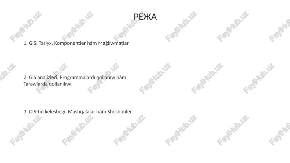 em beredi. qorǵanıwda gis áskeriy bazalardı jaylastırıw, front liniyaların analizlew hám ursa zamanında logistikardı optimallastırıwda, úlken dereklerdi 95% anıqlıq penen qayta isleydi. gis qollanbaları gis awıl xojalıǵında egislik maydanların optimallastırıw ushın qollanıladı, tıyısqanlıq indeksin (ndvi) analizlew arqalı ónimlilikti arttırıw hám tiykarsız jer iyeleniwiniń aldın alıw múmkin. gis ekologiyalıq monitoringte rayonlardıń shegaraların belgilew, bulǵanıw dereklerin anıqlaw, turaqlılıqtı bahalaw hám 90%-dan artıq dárejedegi anıqlıq penen tábiyǵıy apatlardı boljaw ushın áhmiyetli. gis-tiń keleshegi gis kelajeginde kóp ólshemli (3d, 4d) gis sistemaları rawajlanıp, infrastrukturanı basqarıwda hám qalalardı rejelestiriwde 90% ke shekem jaqsılanıwlarǵa erisiledi. artificial intellect (ai) hám machine learning (ml) gis analizinde 75% ke shekem avtomatlashtırıwǵa alıp keledi hámde prognozlardıń anıqlıǵın arttıradı. gis mashqalaları hám sheshimleri gis analizleriniń quramalı algoritmaları hám úlken maǵlıwmatlardı qayta islew qábileti jetispewshiligi tezlikti kemeytip, effektivlikti pasaytıwı múmkin. bul jaǵdaydı jaqsılaw ushın parallel islew texnologiyaların qollanıw kerek. gis maǵlıwmatlarınıń joqarı bahası hám qımbat litsenziyalar, ásirese kishi shólkemler ushın qol jetimliligin …