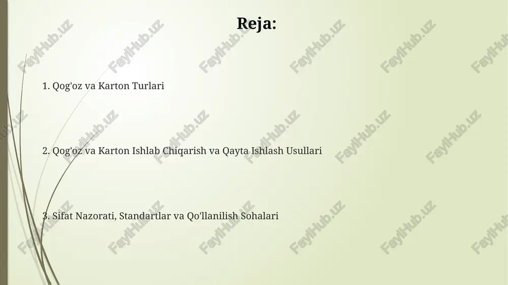 rlanadi. ushbu pulpa yangi karton ishlab chiqarish uchun 80% gacha ishlatilishi mumkin. xom ashyo manbalari va oqartirish usullari qog'oz xomashyosining asosiy manbalari orasida 90% gacha bo'lgan daraxt massasi, shuningdek, paxta tolasi va eski qog'oz kabi qayta ishlangan materiallar mavjud. oqartirishning bir usuli xlor dioksididan foydalanish bo'lib, u ligninni olib tashlaydi va natijada 85-90% yorqinlikka ega qog'oz hosil qiladi, ammo atrof-muhitga ta'siri bor. zamonaviy oqartirish usullari vodorod peroksididan foydalanadi, bu xlorga asoslangan usullarga nisbatan ekologik toza variant bo'lib, qog'ozning yorqinligini taxminan 80-88% ga oshiradi. qog'oz va kartonga ishlov berish usullari va qo'llanilishi kartonni kesish va buklash usullari qutilar, o'rash materiallari va boshqa mahsulotlarni yaratishda muhim ahamiyatga ega. cnc lazerli kesishda 0.1 mm gacha aniqlik ta'minlanadi. qog'ozga ishlov berishda laklash qo'llaniladi, bu qog'oz yuzasiga himoya qatlami beradi, uning chidamliligini oshiradi va bosma mahsulotlar sifatini yaxshilaydi, masalan, jurnallar uchun. embossing - qog'oz yoki karton yuzasida relyefli naqshlar yaratish usuli, bunda 100 dan ortiq …