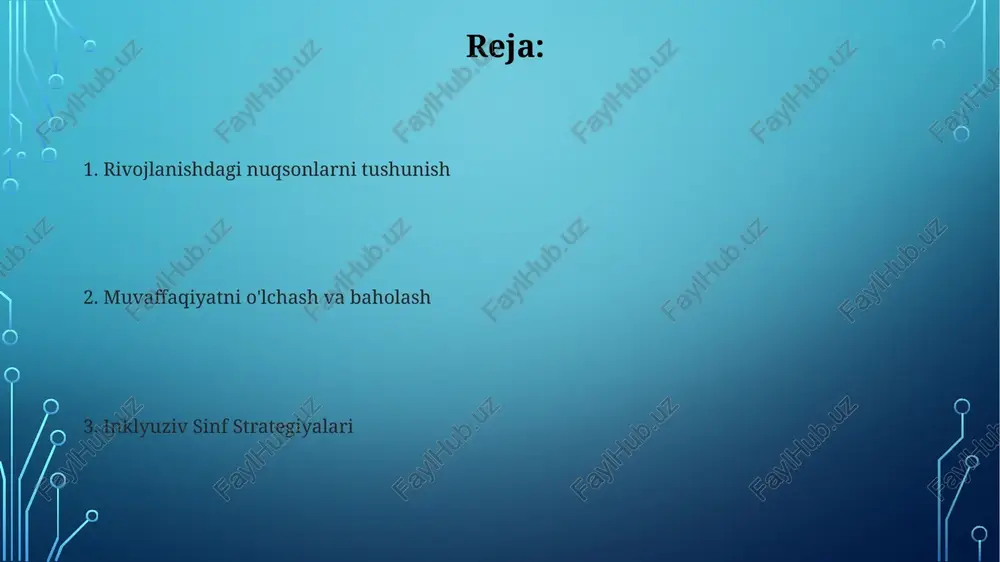 terapevtlar (kasbiy, nutq, jismoniy) va yordamchi xodimlar o'rtasidagi hamkorlikni talab qiladi. bolalarni qo'llab-quvvatlash uchun inklyuziv amaliyotlar (masalan, ipad kabi yordamchi texnologiyalar, maxsus o'rindiqlar) va o'zgarishlarni (masalan, topshiriqlar uchun qo'shimcha vaqt, muqobil baholash usullari) talab qiladi erta aralashuv xizmatlari 3 yoshgacha boshlangan erta aralashuv (ea) xizmatlari nutq (masalan, artikulyatsiya, fonologiya), motor koʻnikmalari (yirik va mayda), kognitiv funksiyalar (masalan, muammo yechish) va ijtimoiy-emotsional rivojlanishdagi kechikishlarni hal qiluvchi individual oilalarga yoʻnaltirilgan dasturlarni (ioyd) oʻz ichiga oladi yordamchi texnologiyalar va moslashuvlar inklyuziv ta'lim tamoyillari inklyuziv ta'lim, daun sindromi, autizm spektr buzilishi yoki serebral falaj kabi rivojlanishdagi nuqsonlari bo'lgan bolalar uchun individual ta'lim dasturlarini (iep) ustuvor deb biladi va aqsh, buyuk britaniya va kanadadagi maktablarning umumta'lim sinflarida turli muhitlarda dalillarga asoslangan amaliyotlardan foydalanadi udl tamoyillari inklyuziv ta'limni qo'llab-quvvatlaydi, turli o'rganish uslublari va ehtiyojlariga moslashgan moslashuvchan o'quv muhitlari va materiallarini taqdim etadi. bu taqdimot, harakat va ifoda etish hamda jalb qilishning ko'p usullarini o'z ichiga oladi …