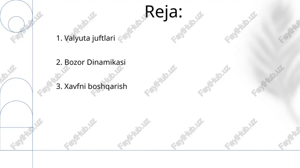 uta taklif va talabiga ta'sir qiladi retail forex brokerlari (masalan, fxcm, oanda) jahon bo'ylab xususiy investorlar uchun onlayn platformalar orqali valyuta savdosini amalga oshirib, kundalik hajmini (millionlab bitimlarni) oshiradi va narx tebranishlariga ta'sir qiladi dunyo boʻylab faoliyat yurituvchi yirik banklar (masalan, citigroup, jpmorgan chase, bank of america) london, nyu-york va tokio kabi joylarda kunlik valyuta ayirboshlash hajmini trillionga yetkazadi va kurslarga sezilarli taʼsir koʻrsatadi 4. forexdagi asosiy ishtirokchilar 5. savdo platformalari va texnologiyalari swing treydingi, 1-kundan 1-haftagacha narx tebranishlariga qaratilgan, kundalik diagrammalarda shamchiroq naqshlarini (bolg'a, doji), fibonachchi qaytishlarini va harakatlanuvchi o'rtacha qiymatlarni (20-kunlik, 50-kunlik) qo'llaydi yuqori likvidlikli bozorlarda (eur/usd, gbp/usd), yuqori volatilllik davrlarida, skalping strategiyalari (kichik narx harakatlaridan foyda olish), 1-daqiqadan 15-daqiqagacha bo'lgan grafiklardan foydalanib, samarali ishlaydi. qat'iy zarar cheklov buyurtmalari (masalan, 10 pip) zarur. tez bajarish tezligi va ehtimol algoritmik treyding talab etiladi. 6. forexdagi buyurtma turlari: bozor buyurtmalari (hozirgi narxda darhol bajarish), limit buyurtmalari (belgilangan narxda yoki undan …