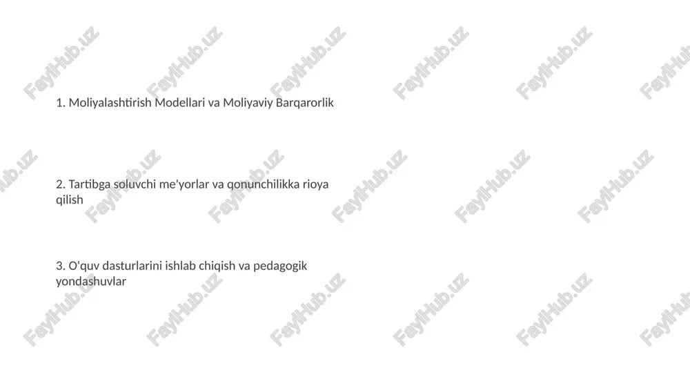 ari davlat mablag'larini (masalan, vashington d.c.dagi kam ta'minlangan oilalar uchun davlat subsidiyalari) to'lov va xayriya mablag'lari bilan birlashtiradi. bu tashkilotlar ko'pincha davlat idoralari bilan shartnomalar asosida ishlaydi yoki grantlar oladi (masalan, united waydan) davlat maktabgacha ta'lim muassasalari: asosan davlat va mahalliy hukumat byudjetlari (masalan, kaliforniyaning maktabgacha ta'lim va rivojlanish dasturi), yer solig'i va federal grantlar (masalan, texasdagi head start) orqali moliyalashtiriladi hamkorlik va sherikchilik denverdagi 10 xususiy bolalar bog'chasining head start (federal dastur) bilan hamkorligi natijasida 2023-yilgi ma'lumotlarga ko'ra, maktabgacha ta'limga yozilganlar 12% ga (500 bola) oshdi, 2 million dollar mablag' jalb qilindi va 8 ta bolalar bog'chasida 40 ta o'qituvchi ishga qabul qilindi. 50 xususiy bolalar bog'chasidan iborat milliy tarmoq 25 oliygohdagi o'qituvchilarni tayyorlash dasturlari bilan hamkorlik qilib (2024), 12 shtatda 10 000 bolaga yetib borib, o'qituvchilar malakasini oshirdi va yangi erta bolalik rivojlanishi dasturini joriy etdi; xayriya jamg'armalarining 10 million dollarlik investitsiyasi. kaliforniyadagi davlat bolalar bog'chalarining kengayishi (25 …