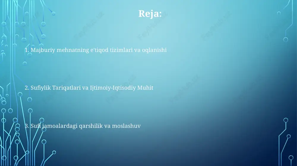 sufizm ichidagi e'tiqod tizimlari ma'naviy bag'ishlov va xizmat (xadam)ni ta'kidlab, majburiy mehnatni oqlash uchun iyerarxik tuzilmalarni yaratishda suiiste'mol qilinishi mumkin. "pir-murid" (ruhoniy ustoz-shogird) munosabati manipulyatsiya qilinib, bog'liqlikni yaratib va norozilikni bostirishi mumkin janubiy osiyo (hindiston, pokiston, bangladesh) va yaqin sharq (misr, turkiya, suriyada) chishtiyya, naqshbandiyya va qodiriyya kabi sufiy tariqatlari 21-asrda, ayniqsa, zaif qatlamlar (qishloq kambagʻallari, muhojirlar) orasida, ekspluatatsion mehnat amaliyoti bilan bogʻliq ayblovlarga duch keldi iqtisodiy omillar va majburiy mehnat din ehtimodlari, xususan, sufizm tartiblarining iyerarxik tuzilmalari (masalan, hindistonning panjob shtati, marokashdagi ba’zi tartiblar) va qabul qilingan ma’naviy hokimiyat shaxslarni majburiy mehnatga majburlash uchun manipulyatsiya qilinishi mumkin (masalan, diniy savob va’dalari, ijtimoiy bosim yoki ma’naviy jazolardan qo’rqitish orqali) iqtisodiy zaiflik va diniy ta'sirning o'zaro bog'liqligi muhim iqtisodiy ekspluatatsiya (masalan, janubiy osiyoda 500 000 dan ortiq odamni qamrab olgan qarzga bog'liqlik, 2022-yil xmt ma'lumotlari) turli sohalarda (masalan, pokistondagi qishloq xo'jaligi, qurilish, hindistondagi g'isht zavodlari) majburiy mehnatni kuchaytiradi xulosa: e'tiqodga asoslangan …
