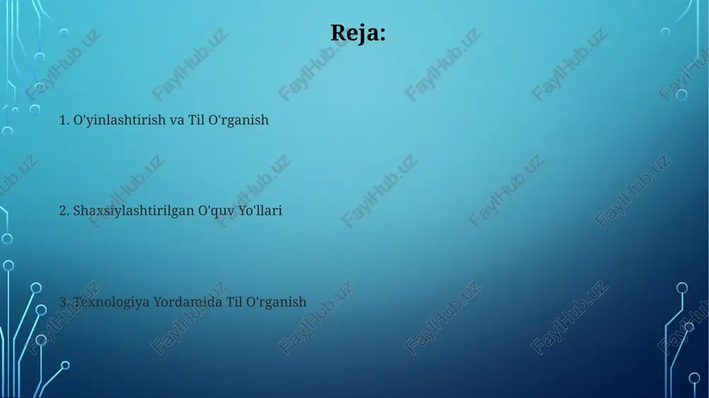 taniya kengashi, kembrij ingliz tilini baholash) texnologiyalardan (masalan, onlayn lug'atlar, duolingo, memrise, babbel kabi tillarni o'rganish dasturlari) foydalanish lug'at boyligini oshirishiga ishora qiladi vazifa-ga yo'naltirilgan til o'qitish zamonaviy usullar o'quvchini markazga qo'yish, texnologiyalarni (masalan, duolingo kabi tillarni o'rganish ilovasi, onlayn hamkorlik platformalari), multimedia resurslar va muloqot kompetensiyasini birlashtirishga urg'u beradi tblt va zamonaviy usullar ko'pincha mos keladi takrorlash oralig'i tizimi (tot) srs (spaced repetition systems) leitner, sm-2 va anki algoritmlari orqali lug'at boyitishni optimallashtiradi, memrise (buyuk britaniya) va duolingo (aqsh) kabi platformalarda foydalanuvchi natijalariga qarab takrorlash oralig'ini sozlaydi zamonaviy usullar bilan srsni samarali integratsiyasi individual o'rganish sur'atlarini inobatga olgan shaxsiylashtirilgan jadvallarni o'z ichiga oladi. foydalanuvchilar ilovalardagi interaktiv darslarni to'ldiruvchi, ma'lum tillarga (masalan, yapon kanji) moslashtirilgan anki to'plamlaridan (flesh-kartalar) foydalanadilar neyropsixologiyaning til o'rganishdagi roli zamonaviy usullar neyrobiologiya yutuqlaridan foydalanadi; takrorlash tizimlari (srs) xotirani mustahkamlashni optimallashtirib, uzoq muddatli eslab qolishni yaxshilaydi, onlayn muhitlardagi (duolingo, babbel) ispan, fransuz va nemis kurslarida lug'atni eslab …
