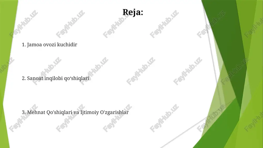 930-yillar), appalachi tog'lari ko'mir konchilari kurashi; kentukki shtatidagi harlan countydagi og'ir mehnat sharoitlarini aks ettiradi; 1930-yillardagi ishchilar noroziliklarida konchilarning shiori bo'ldi, sinfiy ziddiyat va kuchli korporatsiyalarga qarshi birgalikdagi harakat zarurligini ta'kidladi. "la bamba" qo'shig'i meksiko-amerikaliklarning madaniy qarshiligi va mehnat faolligi, ayniqsa, kaliforniyadagi 20-asr dehqonchilik harakatlarida (masalan, 1965 yildagi delano uzum ishchilarining noroziligi) ramzi bo'lib, yaxshiroq ish sharoitlari uchun kurashda chidamlilik va madaniy o'zlikni namoyon etadi. mehnat qo'shiqlari: jahon miqyosidagi umumiy ma'lumot mehnat musiqasining evolyutsiyasi manchestr va lowelldagi fabrika va shaharlashuvning o'sishi (1760-1840) 12 soatlik ish kunlari, bolalar mehnati va xavfsiz sharoitlarga qarshi ishchilar qo'shiqlarini kuchaytirdi; qo'shiqlar mehnat ritsarlari (1869) va jahon ishchilari ittifoqi (iww, 1905) kabi kasaba uyushmalarini tashkil qilishda muhim rol o'ynadi. mehnat qo'shiqlari va ijtimoiy o'zgarishlar 1930-yillarda appalachi tog'laridagi ko'mir qazuvchilarining qo'shiqlari (masalan, "qaysi tomonda sen?") og'ir mehnat sharoitlari va g'arbiy virjiniya va pensilvaniya kabi joylardagi yaxshiroq ish haqi va xavfsizlik qoidalarini talab qilishdagi kurashni aks ettirdi fuqarolik …