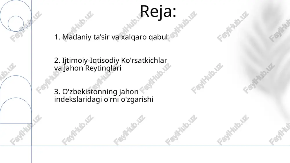 ardan oshib ketdi xalqaro ma'lumotlar o'zbekistondagi to'g'ridan-to'g'ri xorijiy investitsiyalar o'sishining (masalan, ishlab chiqarishda 20% o'sish) bmt inson taraqqiyoti indeksi (iti) va global innovatsiya indeksi (gii)dagi o'rnining yaxshilanishi bilan ijobiy bog'liqligini ko'rsatadi. 3. to'g'ridan-to'g'ri xorijiy investitsiyalar (ttxi) va xalqaro ma'lumotlar oʻzbekistonning ekologik ishlash indeksi (epi) reytingi 12 pogʻona pastga tushdi (2022), bu suv resurslaridan barqaror boʻlmagan foydalanishni (amudaryo havzasidagi suv tanqisligi, orol dengizining qisqarishi 6 ta viloyatga taʼsir koʻrsatmoqda) aks ettiradi o'zbekistonning taraqqiyoti notekis. barqaror qishloq xo'jaligi (sug'orish texnologiyalarini yaxshilash, farg'ona vodiysida organik dehqonchilikni rivojlantirish), qayta tiklanuvchi energiya infratuzilmasi (quyosh, shamol elektr stansiyalari) va barcha 12 viloyatda samarali chiqindi boshqarish tizimlariga katta investitsiyalar kerak tez shaharlashuv (toshkent aholisi yiliga 1,5% o'sish) va sanoatlashuv (navoiy viloyatida konchilik sektorining kengayishi) kabi ijtimoiy-iqtisodiy omillar tabiiy resurslarga bosim o'tkazmoqda 4. ekologik barqarorlik ko'rsatkichlari o'zbekistonning jahon bankining "biznes yuritish qulayligi" reytingida 2016-2020 yillar oralig'ida sezilarli yaxshilanish kuzatildi. bu biznesni boshlash, mulkni ro'yxatdan o'tkazish va soliq to'lash …