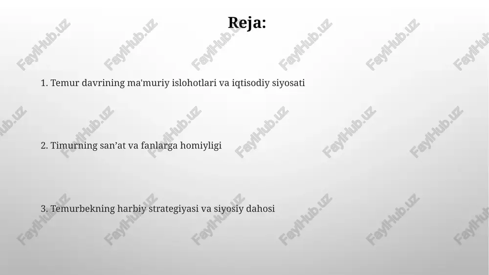 tisodiy farovonlikni oshirdi shaharsozlik va infratuzilma temur davlat boshqaruvi strategik shaharsozlikni oʻz ichiga oldi; poytaxti samarqand yirik ilm-fan va savdo markaziga aylanib, butun yevrosiyodan hunarmandlar va olimlarni jalb qildi. natijada aholi soni sezilarli darajada oshdi, rivojlangan meʼmoriy uslublar (fors, islom) infratuzilmani boyitdi temur davrida keng ko'lamli infratuzilma loyihalari (masjidlar, madrasalar, kasalxonalar), sanitariya va suv ta'minotini yaxshilash amalga oshirildi, bu 700 ming kv.km hududda 15 milliondan ortiq aholisi bo'lgan ulkan imperiya uchun juda muhim edi dinlar bag'rikengligi va siyosati temurning haqiqiy diniy motivlari boʻyicha olimlar orasida bahs davom etmoqda. ba'zilar uning siyosati kuchni mustahkamlash uchun diniy xilmaxillikni ishlatadigan shafqatsiz siyosiy hisob-kitobni aks ettirgan deb hisoblashadi temur imperiyasi (xiv-xv asrlar) fors, markaziy osiyo, anadolu va hindistonning ayrim qismlarini o'z ichiga olib, turli diniy siyosatni namoyish etdi. asosiy musulmon bo'lsa-da, uning ma'muriyati turli din vakillarini – sunniy, shia, nasroniylar, yahudiylar va buddistlarni o'z ichiga oldi yoshlik va hokimiyatga kelishi temur'ning strategik zukkoli va …