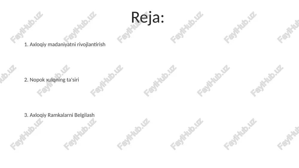 limi (masalan, garvard universitetining falsafa dasturida 3 yil) va turli sohalardagi 20 yildan ortiq professional tajribasi (masalan, nyu-yorkdagi moliya, saxara janubidagi afrika mamlakatlarida notijorat faoliyati) kabi omillar bilan shakllanadi axloqning ahamiyati shaxsiy va kasbiy hayotda muhim, ishonchni mustahkamlaydi (masalan, 10 yillik ishonchli munosabatlarga asoslangan mijoz munosabatlari), hamkorlikni rivojlantiradi (masalan, 12 ta xalqaro tashkilotni o'z ichiga olgan qo'shma loyihalar) va ijtimoiy tartibni saqlaydi axloqning mohiyati muayyan sharoitlarda nimani axloqiy jihatdan to'g'ri yoki noto'g'ri ekanligini aniqlashdan iborat axloqni ta'riflash axloqshunoslik: inson xulq-atvorini boshqaradigan axloqiy tamoyillarni sistematik o'rganish (3 tarmoq: meta-axloq, normativ axloq, amaliy axloq), shaxsiy harakatlarga (masalan, 21-asr ish joylarida, google, apple kabi kompaniyalarda halollik, vicdonlilik) va jamiyat tuzilmalariga (aqsh, yei qonunlari) ta'sir ko'rsatadi. mohiyati: axloq to'g'ri/noto'g'ri, yaxshi/yomonni aniqlab, axloqiy majburiyatlar va mas'uliyatlarni belgilaydi (masalan, shifokorlar uchun gipokrat qasamyod; ikkinchi jahon urushidan keyingi nurnberg kodi) axloqiy muammolar va qaror qabul qilish axloqiy dilemmalar qarama-qarshi qadriyatlarni o'z ichiga oladi (masalan, londonda 70 yoshli …