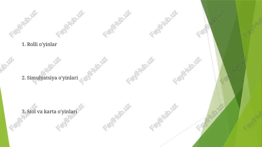 imlari turlicha (ballar, partiyalar). so'z o'yinlari so'z o'yinlari turli formatlarni o'z ichiga oladi: krossvordlar (masalan, nyu-york tayms krossvordi), skrabl (2-4 o'yinchi, harf plitalari, ball hisobi), anagramlar ("tingla" so'zini "jingla" qilib o'zgartirish), bogl (16 ta harfli kubik, 3 daqiqalik vaqt chegarasi) tarixiy davr (qadimgi rim, 100-476 yillar) yoki ilmiy mavzu (biologiya, kamida 20 ta so'z) ga oid lug'atlarni o'z ichiga olgan krossvordlar kabi ta'limiy o'yinlar mavjud fan ilmlari o'yinlari simulyatsiya va virtual reallik (vr) ilmiy o'yinlari (masalan, "kerbal space program", modifikatsiyalari bilan "minecraft"): fizika (nyuton qonunlari, orbital mexanika), muhandislik (raketa loyihalash, inshootlar qurish), kimyo (materiallar xossalari, reaksiyalar)ni o'z ichiga olgan amaliy 3d tajribalarni taklif etadi fanlarga yo'naltirilgan karta o'yinlari (masalan, "evolution", "photosynthesis"): 2 va undan ortiq o'yinchi, sodda qoidalar, lekin murakkab strategik o'yin rolli o'yinlar jumboq o'yinlari stol o'yinlari (bilim beruvchi va strategik; skrabbl (so'z boyligi, imlo, harf kombinatsiyalari), monopoliya (moliyaviy savodxonlik, strategiya), dama/shaxmat (strategik fikrlash, rejalashtirish; kelib chiqishi yevropa/hindiston)). mantiq …
