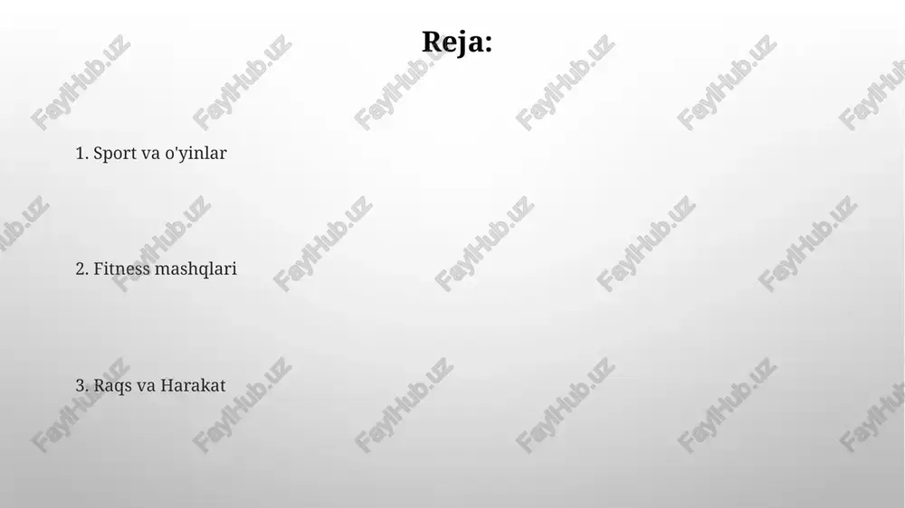 ariga mos keladi sog'liqni saqlash dasturlari fitness mashg'ulotlari fitnes mashg'ulotlari turli usullarni o'z ichiga oladi: la fitness yoki equinox kabi mahalliy sport zallarida 30 daqiqalik hiit mashg'ulotlari (yuqori intensivlikdagi intervalli mashqlar), burpi (10 takrorlash), skvat (15 takrorlash) va tog' chiqish (20 takrorlash) kabi mashqlarni o'z ichiga oladi yoga va pilates jismoniy tarbiya taqqoslashi: rishikeshdagi vinyasa flow yoga va germaniyadagi klassik pilates – jismoniy sog'lomlikni (yurak-qon tomir salomatligi, mushak chidamliligi), ruhiy farovonlikni (stressni kamaytirish) va jarohatlardan saqlanishni (bel og'rig'ini kamaytirish) yaxshilaydigan qimmatli vositalar. yoga: 200+ asana (adho mukha svanasana – it qarab itgan it, trikonasana – uchburchak poza kabi) moslashuvchanlikni, kuchni (chaturanga dandasana – plank poza) va muvozanatni (vrksasana – daraxt poza) butun dunyo studiyalarida, mysoredan (hindiston) nyu-yorkgacha yaxshilaydi. moslashgan jismoniy tarbiya aqsh bo'ylab millionlab o'quvchilarning vositalarini moslashtirish orqali (masalan, katta to'plar bilan basketbol, maydon hajmi qisqartirilgan futbol) va jihozlar (moslashtirilgan aravachalar, maxsus tutqichlar) yordamida harakat qobiliyatini, sog'lig'ini va ijtimoiy aloqalarni …