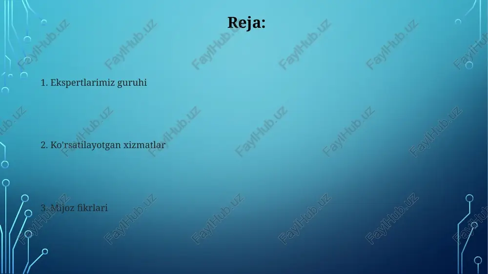 t london markazida joylashgan zamonaviy klinikamizda 15 yildan ortiq tajribaga ega mutaxassislarimiz mmpi-2-rf va wais-iv kabi usullar bilan turli psixologik kasalliklarni tashxislash va davolash xizmatlarini taklif etadi muvaffaqiyat hikoyalari 2023-yilda london klinikamızda cbt yordamida 350 dan ortiq xavotir buzilishlaridan (panik, gad) aziyat chekayotgan bemorlar muvaffaqiyatli tashxis qo'yildi va davolandi; 12 haftalik terapiyadan so'ng bemorlarning 90%ida alomatlar sezilarli darajada kamaydi. bemorlarning qoniqish so'rovlari 5 dan 4,8 ball bilan baholandi. oksford universiteti bilan hamkorlikda o'tkazilgan klinik sinovlar (n=60) ptsl kasallarida innovatsion travma-markazli terapiyaning 82% samaradorligini ko'rsatdi; natijalar klinik psixologiya jurnalida (2024, 30-jild, 2-son) chop etildi. birminghamlik ishtirokchilar orasida kasalxonaga qayta yotqizilish 60% ga kamaydi. qulayliklar va imkoniyatlar qulay kutish zali (30 o'rindiq), bolalar o'yin maydonchasi (12 yoshgacha), kofe/choy taklif qiluvchi barista, wi-fi (50 mbps), kirish joylari (adaga mos), jimjit dam olish xonalari (2 ta). 2500 kv.ft maydonli, 5 ta maslahat xonasi, zamonaviy neyropsixologik tekshirish uskunalari (masalan, eeg, yaqin atrofdagi hamkor kasalxonada fmri …