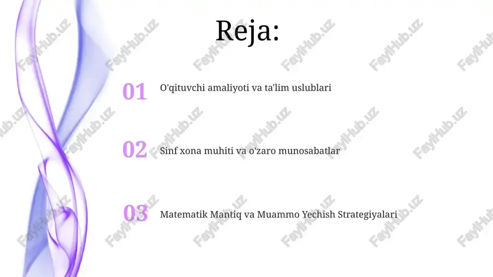o'llanildi; topshiriqlar real hayotdagi misollarni (masalan, eksponent funksiyalardan foydalanib, aholi o'sishini modellashtirish) o'z ichiga oldi kaliforniya, berklidagi universitetda 30 ta oliy matematik (chiziqli algebra, statistika) darsini kuzatdim. darslar faol o'rganish texnikalari (guruhda ishlash, savol-javob strategiyasi) asosida kodlandi. sinov natijalari (o'rtacha ball 78%, standart chetlanish 12) bilan dars uslublarini taqqoslash orqali miqdoriy tahlil o'tkazildi. 25+ texas (aqsh) boshlangʻich maktab matematik darslarini tahlil qilish fraksiyalarni ayirishda (2/3 - 1/4) va geometriya masalalarini yechishda (notoʻgʻri shakllarning yuzasini hisoblash) keng tarqalgan xatolarni aniqladi. 5 ballli likert shkalasi boʻyicha oʻquvchilarning faollik darajasi kuzatildi; maʼlumotlar spss yordamida tahlil qilindi. tadqiqot savollari va maqsadlari jeffereson o'rta maktabining (nyu-york) 8-sinf o'quvchilarida (n=45) geogebra dasturi yordamida texnologiya integratsiyasining geometriyadagi fazoviy fikrlash qobiliyatiga (15 savoldan iborat test, 5 ochiq va 10 yopiq savol) ta'siri an'anaviy darslik asosidagi guruh (nazorat guruhi, n=45) bilan solishtirildi o'quvning 3 xil usulining (to'g'ridan-to'g'ri ko'rsatma, izlanishga asoslangan o'qitish, hamkorlikda o'qitish) kaliforniyadagi oakvud boshlang'ich maktabidagi 6-sinf o'quvchilarining …