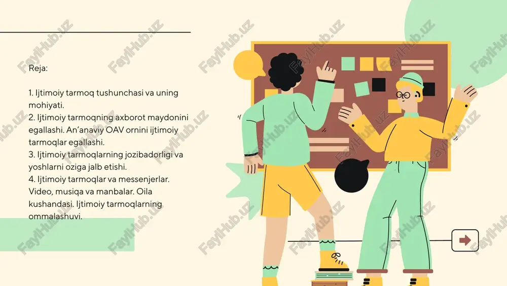 y tarmoqlar. odamlarni maʼlum mezonlarga koʻra birlashtiradi (masalan, yoshi, jinsi, dini, maʼlum sevimli mashgʻulotlari va boshqalar). professional ijtimoiy tarmoqlar professional mavzularda muloqot qilish, tajriba va axborot almashish, boʻsh ish oʻrinlarini qidirish va taklif qilish, biznes aloqalarini rivojlantirish uchun yaratiladi. masalan: linkedin, moy krug, professionali.ru[1]. korporativ ijtimoiy tarmoqlar kompaniya faoliyatini tashkil etish va qoʻllab-quvvatlash muammolarini hal qiladi [2] . hujjatlar bilan birgalikda ishlash uchun xizmatlar. geosotsial tarmoqlar foydalanuvchining geografik joylashuvidan kelib chiqib ijtimoiy aloqalarni oʻrnatish imkonini beradi. bunday holda, turli xil geolokatsiya vositalaridan foydalaniladi tarixi[tahrir | manbasini tahrirlash] 1803-1869-yillarda yashagan xix asr rus yozuvchisi, faylasufi va jamoat arbobi vladimir odoyevskiy oʻzining 1835-yilda yozilgan „4338-yil“ tugallanmagan utopik romanida zamonaviy bloglar va umuman internetning paydo boʻlishini bashorat qilgan edi. unda aytilishicha, „tanish uylar oʻrtasida magnit telegraflar joylashgan boʻlib, ular orqali uzoq masofada yashovchilar bir-biri bilan gaplashadi“, shuningdek, „koʻp xonadonlarda, ayniqsa yaxshi tanish boʻlganlar oʻrtasida“ nashr etiladigan "uy gazetalari " haqida: bu gazetalar "oddiy …