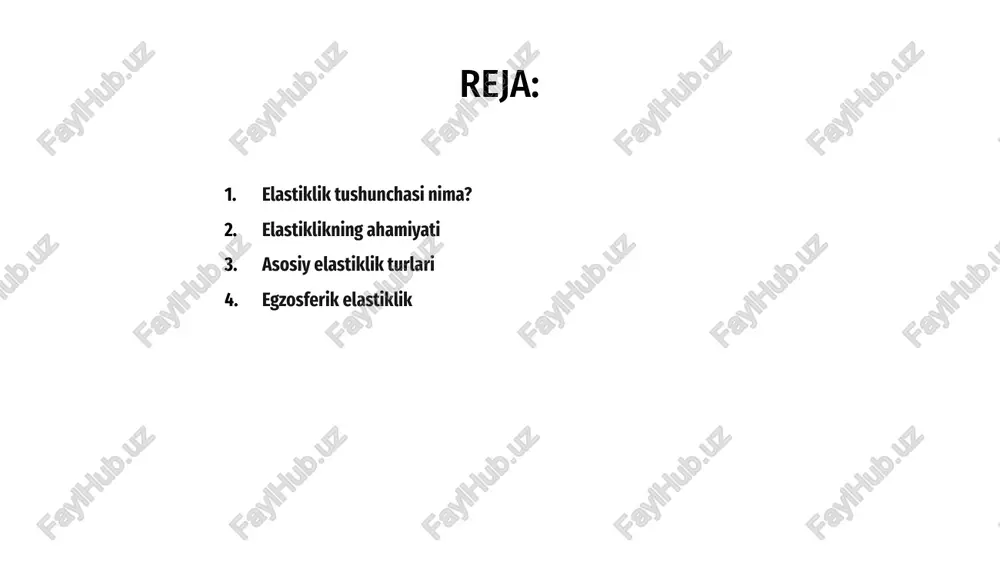i, esa, turli muhit sharoitlariga qarab, elastiklikni turli usullar bilan baholash imkonini beradi. bu muhim ekologik va ilmiy o‘rganishlarni ta’minlaydi. 3 shu bilan birga, elastiklik tushunchasi, ekosistemalar barqarorligini saqlashda va atrof-muhit muhofazasida muhim ahamiyatga ega bo‘lishi mumkin. 2 geografik elastiklik a elastiklik tushunchasi iqtisodiyotda talab va taklif o'rtasidagi o'zgarishlarga nisbatan javob darajasini anglatadi. bu tushuncha turli sohalarda muhim ahamiyatga egadir. b geografik elastiklik esa iqtisodiy resurslarning geografik joylashuvi va o'zgarishlariga bog'liq bo'lib, mahsulot va xizmatlarning xaridorlariga ta'sir etadi. bu turlar muhim iqtisodiy vositadir. c turli elastiklik turlari bo'yicha tahlil qilish, iqtisodiy qarorlar qabul qilishda maksimal samaradorlik va bozor sharoitlariga yaxshiroq moslashishga yordam beradi. muhit elastikligi tushunchasi muhitning o‘zgarishlarga qanchalik moslashuvchanligini anglatadi, bu o‘zgarishlarga qarshi turish qobiliyatini oshiradi. elastiklik turlari muhit turiga qarab farq qiladi. asosiy elastiklik turlari ichida iqtisodiy, ekologik va ijtimoiy elastiklik mavjud. ular muhitda yuzaga keladigan muammolar va muvozanatni saqlashda muhim rol o‘ynaydi. muhit elastikligi muhit elastikligi tushunchasini …