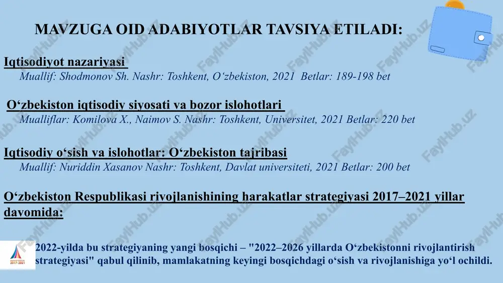 ha yo’llari umumlashtirilib, quyidagi asosiy turga bo’linadi: 1) rivojlangan mamlakatlar yo’li; (aqsh, germaniya, yaponiya, buyuk britaniya, fransiya va boshq. bu davlatlarda odatda rivojlangan texnologiya, yaxshi sog'liqni saqlash tizimi, ta'lim tizimi va yuqori darajadagi milliy daromad mavjud.) 2) rivojlanayotgan mamlakatlar yo’li; (hindiston, brazilya, indoniziya, misr va boshq. ayrim rivojlanayotgan mamlakatlarda qashshoqlik, ishsizlik, va iqtisodiy tengsizlik kabi muammolar mavjud.) 3) sobiq sotsialistik mamlakatlar yo’li; sotsialistik tizimlar ko'pincha ijtimoiy tenglikni ta'minlashga intiladi. bunday mamlakatlarda sog'liqni saqlash, ta'lim va boshqa ijtimoiy xizmatlar davlat tomonidan taqdim etiladi, bu esa aholi uchun eng asosiy ehtiyojlarni qondirishni osonlashtiradi. rivojlangan mamlakatlarda bozor iqtisodiyotigi o`tishning sabablari va bosqichlar. texnologik o`zgarishlar — texnologiyalarning shiddat bilan rivojlanishi, raqamlashtirish va ishlab chiqarishning avtomatlashtirilishi yangi sharoitlarga moslashuvni talab qiladi. globallashuv — jahon savdosi va raqobatning kuchayishi, rivojlanatotgan mamlakatlar iqtisodiyotining integratsiyalashuvi rivojlangan iqtisodiyot uchun yangi chaqiriqlar yaratadi. ekalogik muammolar — iqtisodiyotini karbon izini kamaytirish va barqaror rivojlanishga o`tish uchun moslashtirish zarurati. demografik o`zagarishlar — …
