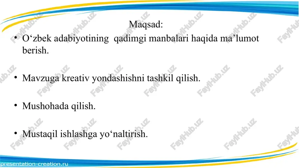 shhurdir. o‘rxun – enasoy yodgorliklari o‘rxun – enasoy yodgorliklari o‘rxun – enasoy yodgorliklarining topilishi va o‘rganilishi xviii asrdan boshlanadi. run yozuvlari talas vodiysidan ham topilgan. u hozirgi avliyoota va taroz shahri yaqinida bo‘lgan qoyalardagi yozuvlardir. kumush ko‘zalarga yozilgan runiy yozuvlar sibir o‘lkasidan ham topilgan. ermitaj (sankt – peterburg)da saqlanayotgan 2 ta ko‘zacha shu haqida ma’lumot beradi. minusinsk muzeyida esa teriga yozilgan runiy bitiklar mavjud. oyna, qayish to‘g‘asi, qog‘ozga yozilgan boshqa runiy yozuvlar ham ko‘p. yog‘ochga yozilgan run bitiklari ermitajda saqlanadi. daniyalik olim vilgelm tomson va rus olimi v. radlovlar yodgorliklardagi barcha harflarini o‘qidilar. yodgorliklarni butun dunyo turkiyshunoslari ilmiy jihatdan o‘rganmoqda. v. tomson va radlovlarda keyin s. y. malov, s. y. klyashtorning i. v. stebleva, x. o‘rxun, t. tekin, najip osin, g. aydarovlar o‘rganishgan o‘zbek olimlaridan a. rustamov, r. abdurahmonov, n. rahmonovlar o‘rganishgan a. qayumov “qadimiyat obidalari” kitobida, g‘. abdurahmonov va a. rustamovlar “qadimgi turkiy til” kitoblarida o‘sha yodgorliklardan namunalar keltirishgan. …