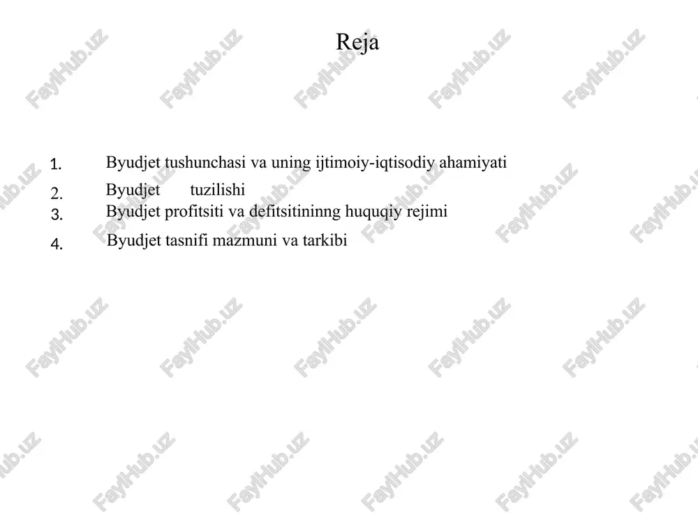 amg‘armalari, byudjet tizimi byudjetlarini tuzish va tashkil etish prinsiplari, ular o‘rtasida byudjet jarayoni mobaynida yuzaga keladigan o‘zaro munosabatlar yig‘indisini o‘zida ifodalaydi. (bk 6-moddasi) byudjet tuzilishi davlatning byudjet tuzilishi byudjetlarning turlari, ularning har biri yo‘nalishi (byudjet tizimi), byudjetlar ayrim turlari o‘rtasida daromadlar va xarajatlar taqsimlanishi, ular funksiyalarining tamoyillari, vakolatli va ijroiya hokimiyati markaziy va mahalliy organlarining vakolatlarini belgilab beradigan yuridik me’yorlarga asoslanadi. byudjet tuzilishi davlat byudjeti quyidagi darajadagi byudjetlardan iborat: o‘zbekiston respublikasining respublika byudjeti; qoraqalpog‘iston respublikasi byudjeti, viloyatlar va toshkent shahar mahalliy byudjetlari. (bk 34-moddasi) qoraqalpog‘iston respublikasi byudjeti tuzilmasiga qoraqalpog‘iston respublikasining respublika byudjeti, qoraqalpog‘iston respublikasi tumanlari va shaharlarining byudjetlari kiradi. viloyatlar mahalliy byudjetlari tuzilmasiga viloyat byudjeti, tegishli viloyatlar tumanlari va shaharlarining byudjetlari kiradi. toshkent shahar mahalliy byudjeti tuzilmasiga shahar byudjeti va shahar tarkibiga kiruvchi tumanlarning byudjetlari kiradi. byudjet tuzilishi o‘zbekiston respublikasining konsolidatsiyalashgan byudjeti o‘zbekiston respublikasi moliya vazirligi tomonidan moliya yili yakunlari bo‘yicha tahliliy maqsadlar uchun hamda byudjet tizimi byudjetlarining (byudjet tashkilotlarining …