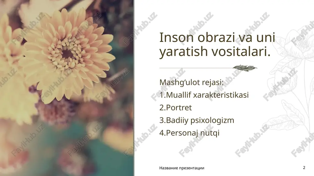 . biroq maqsadlari-yu, ijtimoiy mavqelarining har xillligi hayotlarining keying pallasida ularni bir-biridan uzoqlashtirib yubordi.” personajning so’z bilan chizilgan tashqi qiyofasi – portret ham inson obrazini yaratishda muhim vosita sanaladi. portret, avvalo, personajning o’quvchi ko’z oldida konkret inson sifatida gavdalanishiga ko’maklashadi. ikkinchi tomondan, badiiy asarda portret xarakterologik belgilarga ega bo’ladi. ya’ni yozuvchi personaj siyratiga xos xususiyatlarni suratida aks ettirishga intiladi. yozuvchi personaj qiyofasini ancha mufassal chizishi yoki uning qiyofasiga xos ayrim detallarni berish bilan kifoyalanishi ham mumkin. chunki – portret vosita, demak, uning qanday bo’lishi muallif niyati, yozuvchining o’ziga xos tasvir uslubi, personajning asarda tutgan mavqeyi kabilar bilan bog’liq. masalan, “ zahro qoramag’iz, qaqajon, jingalak sochli, bir gapirib o’n kuladigan olov ayol”, “ mirazim bo’ydor,yusuf esa o’rtabo’y, said ozg’in va nimjon,lekin chaqqon edi. mirazim baqquvvat bo’lgani bilan qo’pol, yusuf esa miqtiligiga qaramay epchil va kuchli edi” inson obrazining to’laqonli yaratishning muhim sharti, ayni paytda, samarali vositasi badiiy psixologizm sanaladi. shart deyishimizning …
