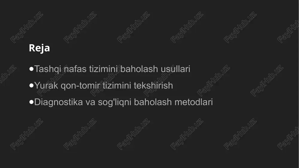 qarishlarini baholashda muhim rol o'ynaydi. 2 eko-kardiografiya eko-kardiografiya yurakning tuzilishini va funksiyasini ultratovush yordamida ko'rish imkonini beradi. bu usul yurak kasalliklarini aniqlashda samarali hisoblanadi. 3 qon bosimini o'lchash qon bosimini o'lchash yurak qon-tomir tizimining holatini baholashda asosiy usuldir. normal bosim darajasi yurak sog'lig'ini ko'rsatadi va kasalliklarni oldini olishda yordam beradi. yurak faoliyatini baholashda zamonaviy texnologiyalar. zamonaviy texnologiyalar yurak faoliyatini baholashda muhim rol o'ynaydi. ular orasida echokardiografiya, elektrokardiografiya va kuzatuvchi qurilmalar mavjud. ushbu usullar yurakning holatini aniq baholash va kasalliklarni erta aniqlash imkonini beradi. photo by marc szeglat on unsplash yurak qon-tomir tizimini tekshirishda yuzaga keladigan muammolar va yechimlar. 01 diagnostik usullar muammolari yurak qon-tomir tizimini tekshirishda ishlatiladigan usullar, masalan, ekg va echokardiografiya, ba'zan noaniqlik va natijalarni noto'g'ri talqin qilishga olib kelishi mumkin. 02 texnologik cheklovlar zamonaviy uskunalar, masalan, mobil ekg monitorlari, texnik nosozliklar yoki dasturiy ta'minot muammolari tufayli ishlamay qolishi mumkin, bu esa vaqtni va resurslarni sarflashga olib keladi. 03 …