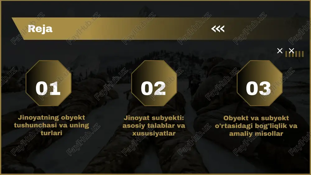 subyekti aniqlash huquqiy javobgarlik uchun muhim. jinoyat subyekti va uning roli jinoyat subyekti - jinoyat sodir etuvchi shaxs bo‘lib, uning harakati, motivlari va javobgarligi huquqiy meʼyorlar bilan belgilanadi. shaxsning roli jinoyatga tayyorligi va harakati bilan aniqlanadi. ijtimoiy masʼuliyat va psixologik jihatlar jinoyat subyekti jamiyat oldida javobgar bo‘ladi. uning motivi, psixologik holati va ijtimoiy roli javobgarlik darajasiga taʼsir qiladi. shaxsning ruhiy holati jinoyat sodir etilishida muhim ahamiyatga ega. obyekt va subyekt o'rtasidagi bog'liqlik jinoyatning obyekt va subyekti o'zaro chambarchas bog'liq: obyekt - huquqiy himoyaga muhtoj ijtimoiy qadriyat, subyekt esa jinoyat sodir etuvchi shaxsdir. ularning har biri jinoyat tarkibida mustahkam o'rin tutadi. jinoyat jarayonida obyekt zarar ko'radi, subyekt esa huquqiy javobgarlikka tortiladi. masalan, o'g'irlikda mulk obyekt, uni o'g'irlovchi esa subyektdir. ularning roli jinoyatning to'liq shakllanishida muhim ahamiyatga ega. amalda, inson hayotiga zarar yetkazish jinoyat obyektiga ta'sir ko'rsatadi, jinoyatchi esa subyekt sifatida javob beradi. obyekt va subyekt bog'liqligi jinoyat tarkibini to'g'ri aniqlash va …