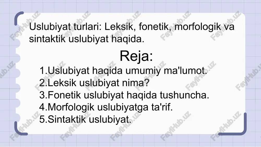 a’lum bir uslubga tegishli bo‘lgan so‘zlar uslubiy xoslangan so‘zlar deb yuritiladi: yanglig‘ so‘zi badiiy uslubga, omonim, sinonim so‘zlari ilmiy uslubga, balli, ketvorgan kabi so‘zlar so‘zlashuv uslubiga, faollar yig‘ilishi, siyosiy maydon kabi so‘z birikmalari ommabop uslubga xosdir. so‘zlashuv uslubi uyda, ko‘chada, insonlarning o‘zaro so‘zlashuvida qo‘llanadigan uslub so‘zlashuv uslubi deb ataladi. bu uslubning adabiy til me’yorlariga rioya qiladigan ko‘rinishi adabiy so‘zlashuv uslubi deb yuritilsa, bunday me’yorlarga rioya qilinmaydigan ko‘rinishi oddiy so‘zlashuv uslubi deb ataladi. so‘zlashuv uslubidagi nutq ko‘pincha dialogik shaklda bo‘ladi. ikki yoki undan ortiq shaxsning luqmasidan tuzilgan nutq dialogik nutq deyiladi. morfologik stilistika. ma’lum bir fikrni ifodalash uchun morfologik shakllarning va stilistik qurilmalarning stilistik variantlaridan foydalanish va tilda ana shunday sintaktik va morfologik sinonimiyaning mavjudligi grammatik stilistika haqida ham so‘z yuritishga asos bo‘ladi. maslan, men kecha qishlog‘imizga kelgan ahmedov bilan tanishman. men qishlog‘imizga kecha kelgan ahmedov bilan tanishman. kecha qishlog‘imizga kelgan ahmedov bilan men tanishman gaplarining uchalasi ham grammatik jihatdan sodda, …