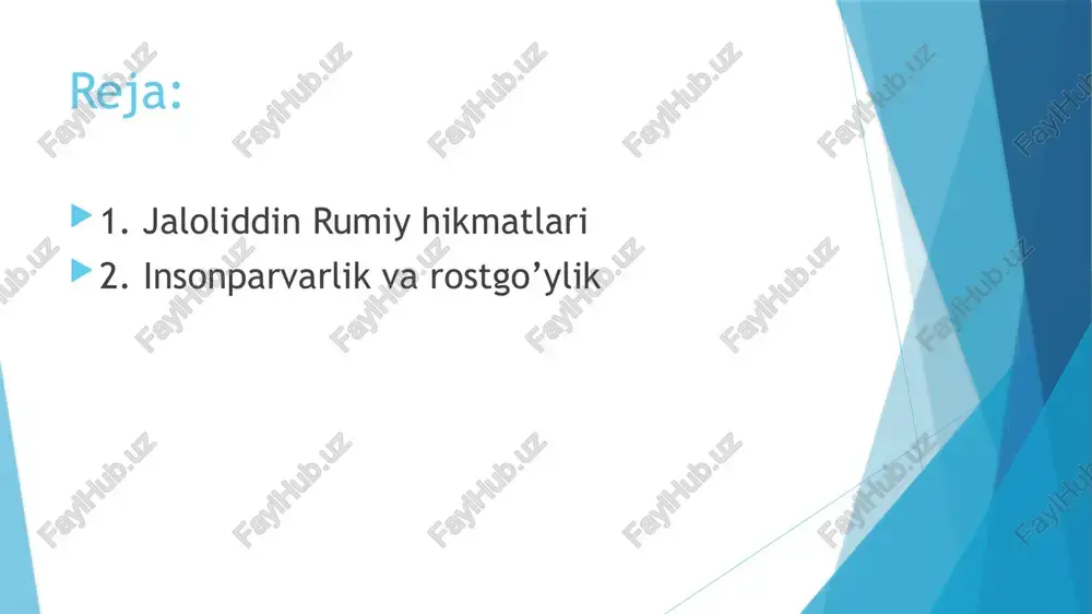 k kabi razil ishlarni qilishga undamagan. afsuski, ayni vaqtda islom dinidek bag'rikeng, tinch­likparvar dinni buzib ko'rsatib, musaffo e'tiqodini yomonotliqqa chiqarayotganlarning qilmishlari o'z manfaatlari yo'lida qilinayotgan g'arazli maqsaddan boshqa narsa emas. muhtaram yurtboshimiz “mafkura poligonlari yadro poligonlaridan xavfliroqdir” deya bejiz ta'kidlamaganlar. alloh taolo qur'oni karimda ayni shunday insonlarga qarata marhamat qiladi: “ey mo'minlar! agar sizlarga biror fosiq kimsa xabar keltirsa, sizlar (haqiqiy ahvolni) bilmagan holingizda biror qavmga aziyat yetkazib qo'yib, (keyin) qilgan ishlaringizga pushaymon bo'lmasligingiz uchun (u xabarni) aniqlab (tekshirib) ko'ringiz!” (hujurot, 6). demak, xoh internet, xoh boshqa axborot manbasi bo'lsin, avvalo o'sha ma'lumotning aniqligi va to'g'riligini tekshirib ko'rish kerakligi, bunda har kimdan emas, o'sha sohaning mutaxassisidan so'rash lozimligi aytilmoqda. e’tiboringiz uchun rahmat! xamrayeva aziza xamrayeva sabina image1.png image2.png image3.jpeg image4.png image5.png image6.png /docprops/thumbnail.jpeg