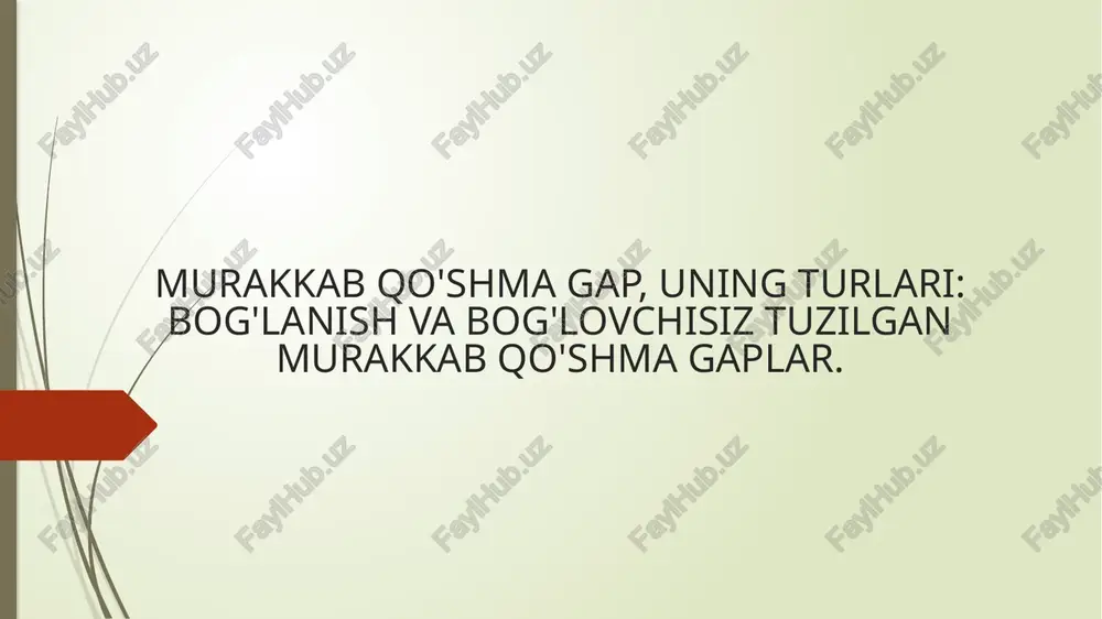 a bosh gap tarkibida qo`llaniladi. ko`rsatish olmoshlari odatda bosh gap tarkibida ( siz shuni unutmangki, ...)yoki bosh va ergash gaplarning tarkibida bo`ladi. ( bog` shunchalik meva berdiki, bunchalik hosil ko`pdan beri olinmagan edi). aralash murakkab qo‘shma gaplar tarkibida ham ergashgan qo‘shma gap, ham bog‘langan qo‘shma gap yoki bog‘lovchisiz qo‘shma gap ishtirok etgan gaplar aralash turdagi qo‘shma gaplar deyiladi. bunday qo‘shma gaplar to‘rt va undan ortiq sodda gaplardan tashkil topadi: eshik ochildi, shuning uchun hamma qayrilib qaradi, lekin hech kim kirmadi; sovuq havo xonani qopladi. ketma-ket ergash gap. har bir ergash gap to‘g’ridan-to‘g’ri bosh gapga bog‘lanmasdan, biri ikkinchisiga ketma-ket bog‘lansa, ketma-ket ergashish deyiladi. bunday gaplar tarkibida turli xil ergash gaplar qatnashadi: bahorda havo noqulay kelib, g‘o’zaning parvarishi kechikkan bo‘lsa ham, hosil mo‘l bo‘ldi. ergashish yo'li bilan tuzilgan murakkab qo'shma gaplarning turlari to'g'ridan to'g'ri ergashish va ketma ket ergashish. aralash tipda tuzilgan murakkab qo'shma gaplar qo‘shma gap haqida umumiy ma’lumot ikki yoki …
