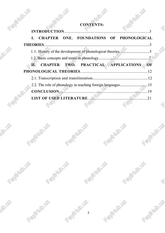 susiyatlari, fonologik nazariyalar, fonologik tahlil, tilshunoslik. dannaya kursovaya rabota posvyashena izucheniyu fonologicheskix teoriy i ix prakticheskomu primeneniyu v lingvistike. v rabote rassmatrivayutsya osnovnie podxodi k analizu zvukovogo stroya yazika, vklyuchaya segmentalnie i suprasegmentalnie aspekti. osnovnoe vnimanie udelyaetsya sravnitelnomu analizu razlichnix fonologicheskix modeley i ix vliyaniyu na izuchenie yazikov. klyuchevie slova: fonologiya, zvukovoy stroy yazika, fonema, allofon, fonologicheskie protsessi, suprasegmentalnie priznaki, fonologicheskie teorii, fonologicheskiy analiz, lingvistika. phonology, one of the main areas of linguistics, studies the system of sounds (phonemes) in a language and the rules of their organization. it provides fundamental knowledge about the sound structure of language and plays an important role not only in theoretical research, but also in practical areas such as foreign language teaching, speech processing, diagnosis and correction of sound pronunciation disorders, and the development of computer technologies for automatic speech processing. the purpose of this course work is to study the basic theories of …