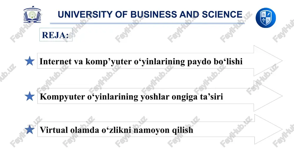 qobiliyatlarini rivojlantiradi stresdan xalos bo'lish: virtual o'yinlar yoshlarga stressdan xalos bo'lish va dam olish imkoniyatini beradi university of business and science virtual o'yinlarning yoshlar ongiga ta’siri asosiy faoliyatdan chetga chiqish: o'yinlarga haddan tashqari berilish yoshlarning o'qish, ish va boshqa muhim faoliyatlaridan chetga chiqishi jismoniy salomatlik muammolari: uzoq vaqt o'yin o'ynash jismoniy faollikning kamayishi, ko'zlarning og'rishi psixologik ta'sir: ba'zi o'yinlar shiddatli mazmuni tufayli yoshlarda agressiya, g'azab va boshqa salbiy his-tuyg'ularni keltirib chiqaradi asabiylik: o'yinlarda doimiy ravishda qo'zg'atilgan holatda bo'lish yoshlarda asabiylik va charchoqni keltirib chiqaradi psixolog m. s. ivanovning fikricha, kompyuterga qaramlikning rivojlanish dinamikasi to'rt bosqichdan iborat: 1. birinchi bosqichda moslashish jarayoni sodir bo'ladi (yengil ishqibozlik bosqichi). 2. ikkinchi bosqich - qaramlikning tez shakllanish davri (infatuatsiya bosqichi) bilan tavsiflanadi. 3. bog'liqlik bosqichi maksimal darajaga etadi va shaxsning individual xususiyatlari, shuningdek, atrof-muhit omillari (qaramlik bosqichi) bilan bog'liq. 4. keyinchalik, qaramlik maʼlum vaqt davomida barqaror boʻlib qoladi, keyin esa pasayadi va yana maʼlum …