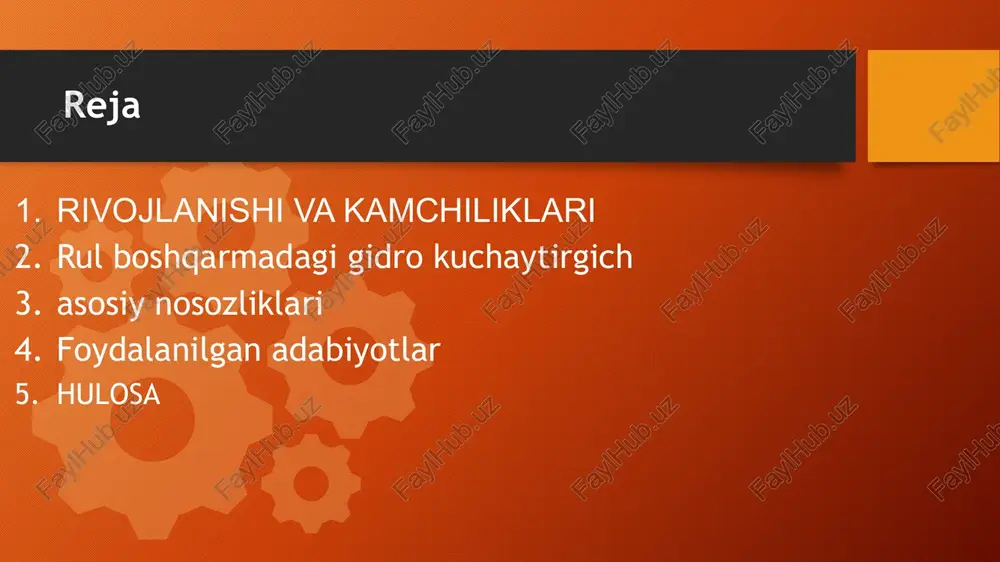 ytirgichlar 1951-yilda amerikada seriyali mashinalarda paydo boʻlgan, shunga oʻxshash qurilmalarga ega yevropa mashinalarining tarixi 3 yoshga kichik. biroq, klassik gidravlik kuchaytirgichning asosiy soddaligi ushbu qurilmani bir qator kamchiliklardan mahrum qiladi. tezlikning oshishi va avtomobilni xavfsizroq va qulayroq qilish istagi dizaynerlarni anʼanaviy gidravlik kuchaytirgichning ishlashini optimallashtirishga yoki hatto odatdagi gidravlikani almashtiradigan qurilmalarni ixtiro qilishga majbur qildi. modernizatsiyaning birinchi natijasi 1989-yilda audi avtomobillarida servotronik tizimning paydo boʻlishi bilan paydo boʻldi. ushbu tizimni yaratishdan asosiy maqsad aynan rul boshqaruvining axborot mazmunini oshirish edi. ushbu kuchaytirgichlar koʻpincha nisbatan arzon kichik avtomobillar bilan jihozlangan, shu bilan birga kompaniyaning eng yaxshi modellariga “servotronic” qoʻyilgan. servotronic-bu avtomobil tezligiga qarab gidravlik kuchaytirgichning elektr valini boshqarish vali yordamida oʻzini boshqaradigan qurilma. rul boshqarmadagi gidro kuchaytirgich vazifasi shunday qilib, boshqaruvni boshqarish haydovchiga mashinani boshqarishni osonlashtirishi uchun kerak. mexanizm shu tarzda ishlaydi. avtomobil dvigateli ishlayotganida, lekin hech qayerga bormaganida, nasos suv omboridan tarqatish mexanizmiga va orqaga yopiq doirada pompalaydi. haydovchi rulni …