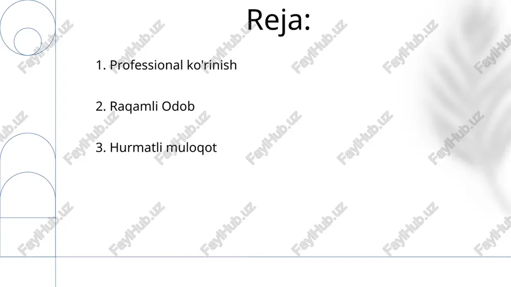k kutmaslik kerak. 10. internet odobi asoslari net odobi onlayn odob-axloq qoidalari. kengroq auditoriyaga (300 milliondan ortiq twitter foydalanuvchilariga) yetish uchun turli platformalarda topilishni yaxshilash. 11.elektron pochta odobi email odobi: qisqa mavzu satrlari ("x loyiha yangiliklari" kabi), professional murojaatlar ("hurmatli janob/xonim [familiya]" kabi) va rasmiy yakunlovlar ("hurmat bilan," kabi)dan foydalaning. yuborishdan oldin 2-3 ichki hamkasbga 10-15 daqiqaliq ko'rib chiqish uchun yuboring, bosh harflar va ortiqcha undov belgilaridan saqlaning tarmoq odobi: shaxsan uchrashganda, qattiq qo'l siqib, ko'zga qarang. ismlarni yodda tuting (suhbat davomida takrorlang). konferensiyalarda (masalan, las-vegasdagi ces yoki austin shahridagi sxsw) vizitkalar almashing va 24-48 soat ichida shaxsiy elektron xatlar yuboring. linkedin professional tarmoqlash uchun juda muhim. 12.mobil qurilma odobi jamoat joylarida (kutubxonalar, kinoteatrlar, 20+ kishilik yig'ilishlarda) shovqinni kamaytiring. yig'ilishlar, prezentatsiyalar (powerpoint, keynote), darslar (universitet auditoriyalari, maktablar) vaqtida telefoningizni (iphone, samsung galaxy va boshqalar) jim yoki vibratsiyaga o'tkazing tarmoq odobi: tarmoq tezligini cheklovlarini hurmat qiling (dsl, optik tolali, 5g tarmoqlari). …