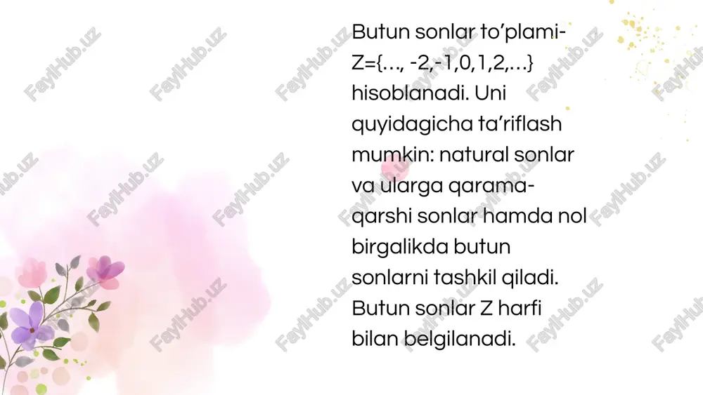 h: ikki ratsional sonni ko’paytirish uchun suratlarni bir- biriga , maxrajlarni bir- biriga ko’paytirish kerak. 4. bo’lish: ratsional sonlarni bo’lish uchun birinchi sonni ikkinchi sonning teskarisiga ko’paytirish kifoya. kasr- biror butunni yoki kattalikni teng bo’laklarga bo’lib ifodalash uchun ishlatiladigan matematik tushuncha. kasr ikki qismdan iborat: surat va maxraj. a:b bunda a-surat, ya’ ni bo’linuvchilar soni; b- maxraj, ya’ ni butun necha qismga bo’linganini ko’rsatadi. project oddiy kasr surat va maxraj ko’rinishda ifodalanadi: 3:5 1. to’g’ri kasr: surati maxrajidan kichik bo’lgan kasr: 5:6 2. noto’g’ri kasr: surat maxrajga teng, yoki katta bo’lgan kasr: 7:4 3. aralash kasr: butun qism va kasr qismdan iborat bo’lgan kasr. 4. o’nlik kasr: maxraji o’nning darajalariga teng bo’lgan kasr: 3:10. 5.