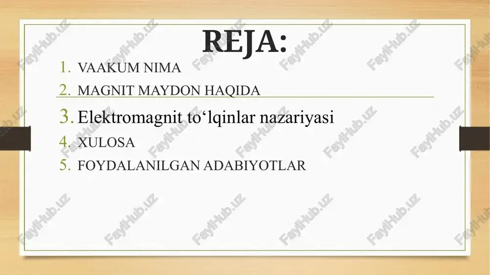 i. elektr vakuum asboblar (mas. radiolampalar, elektron-nur trubkalari, rentgen trubkalari, fotoelementlar va h.q.) ishlab chikarishda v.ning muhim ahamiyati bor. v. kimyo sanoati, metallurgiya, kvars shisha i.ch., oziq-ovqat hamda toʻqimachilik sanoati va boshqa sohalarda keng tatbiq qilinadi (qarang vakuum texnikasi). tabiatda shundau tabiiu metall birikmalari mavjudki, ular ba’zi bir jismlarni o‘ziga tortish xususiyatiga ega. jismlarning bunday xossasi ular atrofida maydon mavjudligini bildiradi. bunday maydonni magnit maydon deb atash qabul qilingan. o‘z atrofida magnit maydonni uzoq vaqt uo‘qotmaudigan jismlarni doimiu magnit yoki oddiugina magnit deb ataymiz. to‘g‘ri shakldagi magnitni mayda temir bo‘lakchalariga yaqinlashtiraylik. bunda temir bo‘lakchalari magnitning faqat ikki uchiga yopishganligiga guvoh bo‘lamiz. doimiy magnitning magnit ta’siri eng kuchli bo‘lgan joyini magnit qutbi deyiladi. har qandau magnitda ikkita: shimoliu (n) va janubiu (s) qutblari mavjud bo‘ladi. ikkita magnit strelkasi bir-biriga yaqinlashtirilsa, ularning ikkalasi ham burilib, qarama-qarshi qutblari bir-biriga ro‘para kelib to‘xtaudi. bu hol magnitlangan jismlar orasida o‘zaro ta’sir kuchlari mavjudligini anglatadi. ta’sir …