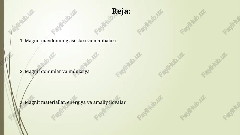 h maydonga proporsional. magnit maydonning energiyasi va kuchi magnit maydonning energiyasi hajmiy zichligi b^2/2µ_0 formula bilan ifodalanadi, bu yerda b magnit induksiya va µ_0 vakuumning magnit o'tkazuvchanligi (4π × 10^-7 t⋅m/a). magnit kuch, harakatlanayotgan zaryadga ta'sir etuvchi kuch bo'lib, u lorents kuchi bilan aniqlanadi: f = q(v × b), bu yerda q zaryad, v tezlik vektori va b magnit maydon. geomagnetizm va magnit rezonans geomagnetizm yerning magnit maydoni bo'lib, asosan yer yadrosidagi 3000 km chuqurlikda suyuq temirning harakati natijasida hosil bo'ladi, u navigation uchun juda muhim. magnit rezonans tomografiyasi (mrt) 1,5 dan 7 teslagacha bo'lgan kuchli magnit maydonlardan foydalanib, inson tanasining batafsil tasvirlarini olish uchun radio to'lqinlari impulslarini ishlatadi. magnit maydonning amaliy ilovalari elektrik motorlar elektr energiyasini mexanik energiyaga aylantirish uchun magnit maydonlardan foydalanadi, bu esa aylanuvchi g'altakga magnit kuchini qo'llash orqali erishiladi, bu esa milni aylantiradi va ish bajaradi. transformatorlar o'zgaruvchan tok kuchlanishini o'zgartirish uchun o'zaro induksiyadan foydalanadi; o'zgargan …