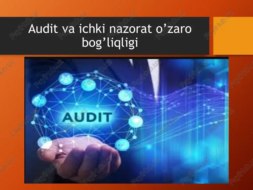at tizimi tashkilotning ichki muhitini boshqarish, xatarlarni aniqlash, ularni baholash va kamaytirish, shuningdek, resurslardan oqilona foydalanishni ta’minlashda muhim rol o‘ynaydi. ichki nazorat tushunchasi ilk bor 20-asrning o‘rtalarida rivojlanib, ayniqsa korporativ boshqaruv tizimlarining takomillashuvi bilan alohida ahamiyat kasb etdi. zamonaviy ichki nazorat tizimi asosan xalqaro ichki nazorat standartlari va coso (committee of sponsoring organizations of the treadway commission) modeli asosida shakllangan. ichki nazoratning asosiy maqsadlari quyidagilarni o‘z ichiga oladi: moliyaviy hisobotlarning to‘g‘ri va haqqoniy tayyorlanishini ta’minlash; tashkilot resurslarining ishonchli va samarali boshqarilishini kafolatlash; amalga oshirilayotgan faoliyatning qonun va me’yorlarga muvofiqligini ta’minlash; risklarni aniqlash va ularni boshqarish; xatoliklar, firibgarlik va suiiste’molliklarni oldini olish. ichki nazorat tizimi bir nechta asosiy elementlardan iborat: nazorat muhiti — bu tashkilotdagi madaniyat, qadriyatlar va axloqiy qadriyatlarning majmuasi bo‘lib, ichki nazoratning asosiy poydevoridir. bu yerda rahbariyatning nazoratga bo‘lgan munosabati va xodimlarning o‘z vazifalariga bo‘lgan mas’uliyati aks etadi. xatarlarni baholash — tashkilot maqsadlariga erishishda yuzaga kelishi mumkin bo‘lgan xavflar …