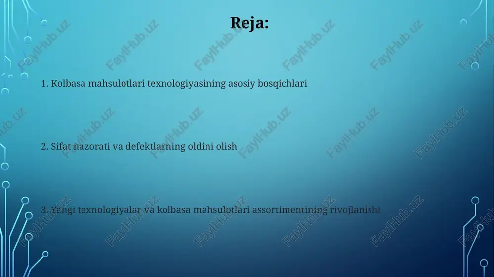 biiy qobiqlar, odatda cho'chqa yoki qo'y ichaklaridan tayyorlanadi, yaxshi tutun o'tkazuvchanligiga ega va 30-38 mm dan 42-45 mm gacha bo'lgan kalibrlarda sotiladi, bu esa o'ziga xos ta'm beradi. qiyma massasini qobiqqa joylash qiyma massasini qobiqqa joylash jarayonida 10-15% havo mavjudligi sifatga salbiy ta'sir ko'rsatadi, shuning uchun vakuumli shpritslar qo'llaniladi, ular qiyma massasini zichlashtirib, bo'shliqlarni kamaytiradi. qobiqqa joylashda to'ldirish darajasini nazorat qilish muhim, chunki 2-3% dan ortiq to'ldirish qobiqning yorilishiga, yetarli emasligi esa mahsulotning burishishiga olib kelishi mumkin. termik ishlov berish (pishirish, dudlash, qovurish) pishirish jarayoni kolbasa ichidagi haroratni 68 dan 72 daraja selsiygacha ko'tarishni o'z ichiga oladi, bu esa mikroorganizmlarni yo'q qiladi va oqsilni denaturlash orqali mahsulotning mustahkamligini oshiradi. dudlash kolbasa mahsulotlariga o'ziga xos ta'm va hid beradi, shuningdek, fenollar va organik kislotalar ta'sirida saqlash muddatini uzaytiradi, odatda 20 dan 40 daraja haroratda amalga oshiriladi. sovutish va saqlash sovutish jarayoni kolbasa mahsulotining haroratini tezda 0 dan 4 °c gacha tushirishi …