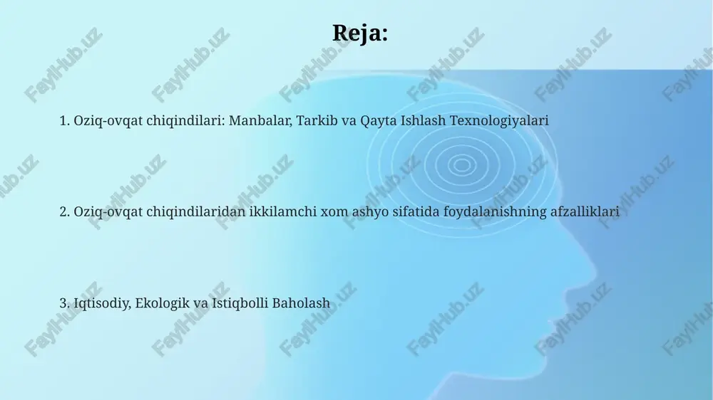 tiklanadigan energiya manbalarini rivojlantirishga hissa qo'shishi mumkin. oziq-ovqat chiqindilarini qayta ishlatish 15-20% xarajatlarni kamaytiradi, yangi xom ashyo importiga bog'liqlikni pasaytiradi va barqaror sanoat tarmoqlarini yaratishga yordam beradi. kompostlash orqali organik chiqindilarni qayta ishlash tuproq unumdorligini 30-35% oshirishi, mineral o'g'itlarga bo'lgan ehtiyojni kamaytirishi va hosildorlikni yaxshilashi mumkin. qonunchilik, ekologik ta'sir va rivojlanish istiqbollari oziq-ovqat chiqindilarini boshqarish bo'yicha qonunchilik 2023-yilga kelib chiqindilarni kamaytirish maqsadida, bioqayta ishlash texnologiyalarini qo'llashni rag'batlantirmoqda va 70% qayta ishlash darajasiga erishishni ko'zda tutadi. ekologik ta'sirni baholashda, metan gazini chiqarishning 60%ga kamayishi va tuproq unumdorligining 30%ga oshishi kutilmoqda, bu esa uglerod izini kamaytirishga sezilarli hissa qo'shadi. oziq-ovqat chiqindilarini qayta ishlash sanoati 2030-yilgacha 25% o'sish sur'atiga erishishi prognoz qilinmoqda, bu yangi ish o'rinlari yaratish va texnologik innovatsiyalarni rivojlantirishga turtki beradi. amaliy tajriba, muammolar va yechimlar kompostlashda sifatning pastligi (mineral moddalar 15% dan kam) tuproq unumdorligini oshirmaydi. yechim – mineral o'g'itlar bilan kompostni boyitish va mikrobial preparatlar qo'shish. ko'plab korxonalarda fermentatsiya …