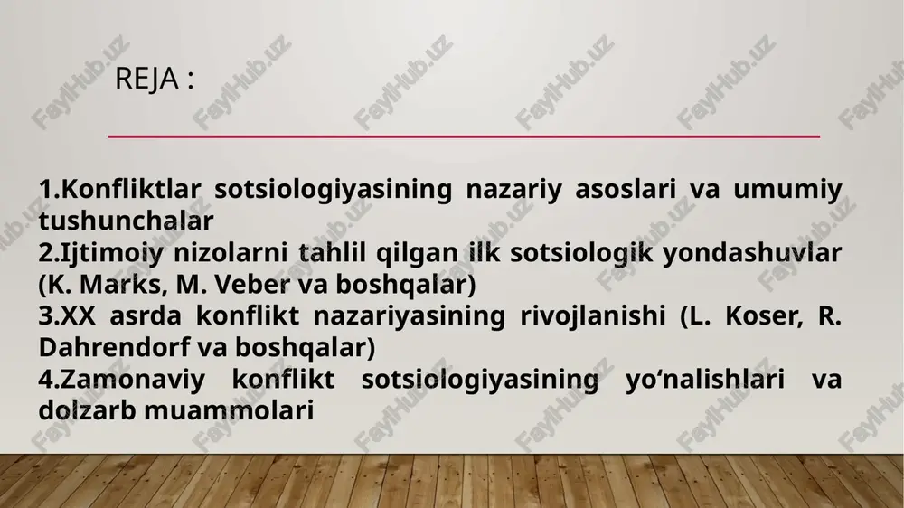 va jamiyat strukturasini tubdan o‘zgartirishi mumkin — kam sinfli yoki sinfsiz jamiyatga o‘tish sinf, maqom (status), va kuch (power/authority) weber konfliktni faqat iqtisodiy sinflar bilan cheklamaydi. u sinf tashqari ikkita boshqa muhim omilni kiritadi: maqom (status) — jamiyatda ijtimoiy hurmat, obro‘, etiket va madaniy mavqega bog‘liq. maqom sinfi iqtisodiy sinfdan alohida bo‘lishi mumkin. kuch / vakolat (power, authority) — davlat, tashkilotlar yoki hukumat organlari orqali bo'lishi mumkin. legitim (kutilgan) vakolat, shuningdek charizmatik yoki an’anaviy vakolat turlari ham mavjud. ko‘p o‘lchovli konflikt weberga ko‘ra, ijtimoiy nizolar turli sohalarda (iqtisodiy imkoniyatlar, siyosiy vakolat, madaniy maqom) shakllanadi, shunchaki mulk egaligi bilan cheklanmaydi. ratsionallashtirish va byurokratiya jamiyatdagi institutlar, ma’naviy vazifalar va vakolatlar zamonaviy sharoitda rasmiy, rational (maqsadga yo‘naltirilgan) usullar orqali tashkil etiladi. bu jarayon bilan birga, nizolar ham hukumat va siyosiy institutlar orqali hal qilinadi yoki o‘zgaradi1 mukammal bo‘lmagan ijtimoiy barqarorlik weber shuni ta’kidlaydiki, konflikt har doim inqirozga olib kelmasligi mumkin; ba’zan mavjud strukturaviy …