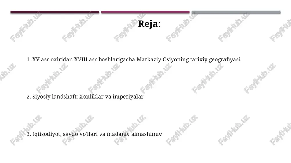 i ahamiyati pasaydi. buyuk ipak yo'lining tanazzulga uchrashi markaziy osiyoda madaniy merosning saqlanib qolishiga to'sqinlik qilmadi, aksincha mahalliy hunarmandchilik rivojlandi. e'tiboringiz uchun rahmat image1.png