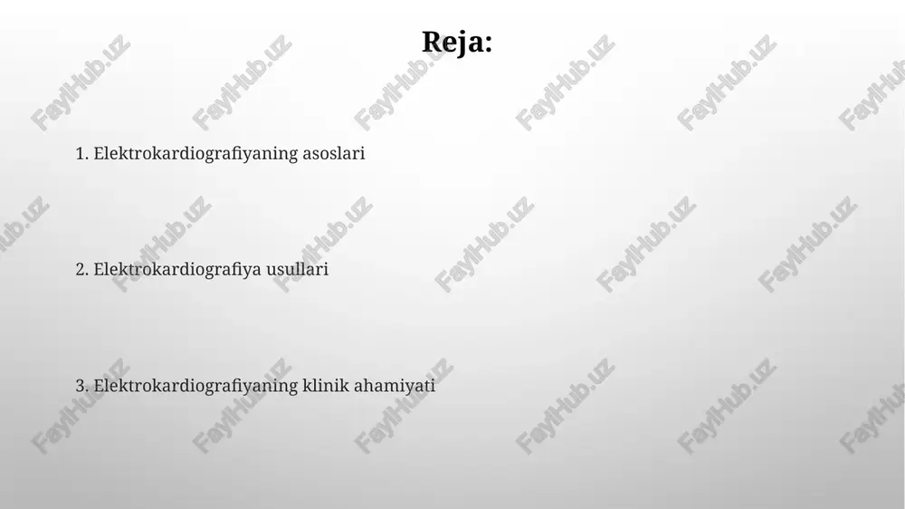 tadi. pr intervali p to'lqini boshidan qrs kompleksining boshigacha bo'lgan vaqtni o'lchaydi, odatda 0,12 dan 0,20 sekundgacha (120-200 ms), av tugun orqali o'tkazuvchanlikni aks ettiradi. ekgning normal ko'rsatkichlari ekgda p tishining normal davomiyligi 0.06 dan 0.12 sekundgacha bo'lib, bu yurak bo'lmachalarining depolarizatsiyasini aks ettiradi va uning shakli odatda tekis va simmetrik bo'lishi kerak. qrs kompleksi 0.06 dan 0.10 sekundgacha bo'lishi normal hisoblanadi, bu qorinchalarning depolarizatsiyasini ko'rsatadi; undan oshib ketishi qorinchalarda o'tkazuvchanlik muammosidan dalolat beradi. ekgda yurak ritmining buzilishlari ekg da yurak ritmining buzilishlari, masalan, sinus taxikardiyasi 100 dan ortiq zarb/min tezlikni ko'rsatadi, bu stress yoki jismoniy mashqlar paytida normal bo'lishi mumkin. atrial fibrillyatsiya, yurak ritmining keng tarqalgan buzilishi, ekg da aniq p to'lqinlari yo'qligi va tartibsiz r-r intervallari bilan xarakterlanadi, bu 350-600 zarb/min gacha yetishi mumkin. ekgda yurakning ishemik shikastlanish belgilari ekgda st segmentining depressiyasi (gorizontal yoki pastga eğilgan) va t tishining inversiyasi ishemik yurak kasalligining tipik belgilaridir, ayniqsa, fizk …