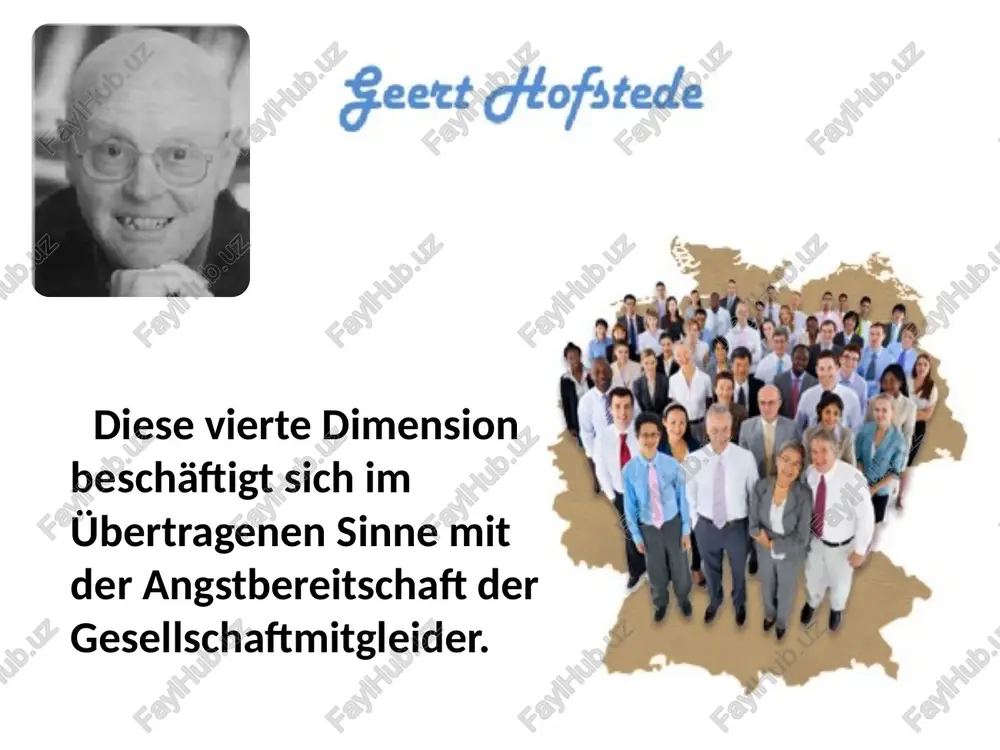 nterdrückung von emotionalität zurückzuführen ist. anders wird als seltsam, nicht aber als bedrohlich empfunden und die stetige unsicherheit wird täglich hingenommen, aber ihr wird keine tiefere bedeutung zugemessen. die kulturen, für die dieser index hoch ist, sind zu den veränderungen weniger duldsam und streben die in sich die ungewissheit, mittels der errichtung der strengen regeln, der richtsätze und/ oder der gesetze trägt. was denken sie? - hat usbekische gesellschaft eher eine hohe oder niedrige unsicherheitsvermeidungsindex? begründen sie ihre meinung mit beispielen aus ihrem alltag? innerhalb interkultureller forschung ist die suche nach einer kategorisierung von kulturen ein forschungsschwerpunkt, man spricht von kulturellen dimensionen. diese dimensionen entstehen durch systematische erforschung und abstrahierung kultureller unterschiede. dank der dimensionen lassen sich parameter auf verschiedene kulturen anwenden und einzelne, typische merkmale verschiedener kulturen können mit anderen verglichen und kategorisiert werden. dimensionen erleichern die analyse kultureller unterschiede und ihrer auswirkungen. bekannteste grundlagen sind die kulturellen dimensionen …