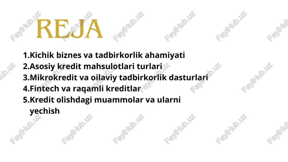 ikda imtiyozli kredit liniyalarini joriy qilmoqda. “yoshlar daftari”, “ayollar daftari” va “temir daftar” dasturlari orqali ijtimoiy toifalarga kiruvchi tadbirkorlarga kredit resurslari ajratilmoqda. natijada 2024-yilda kichik biznesga ajratilgan kredit hajmi 250 trillion so‘mdan oshdi va bu ko‘rsatkich har yili o‘sib bormoqda. kreditlar kreditlanayotgan tadbirning o’zini-o’zi qoplashini hisobga olgan holda quyidagi muddatlarga ajratiladi: savdo, vositachilik va xizmatlar ko’rsatish, ishlab chiqarish, qishloq xo’jaligi mahsulotlarini yetishtirishni tashkil etish uchun va sanoatning boshqa sohasida faoliyat ko’rsatuvchi korxonalarning aylanma mablag’larni shakllantirish va to’ldirishga - 24 oy muddatgacha; ishlab chiqarish, xizmat ko’rsatish va boshqa yo’nalishlardagi loyihalar uchun bino va inshoatlarni qurish, sotib olish, qayta ta’mirlash, texnikalar, texnologiyalar, uskuna va qurilmalar, transport vositalar va boshqalarni sotib olish, texnik va texnologik jihatdan yangilash, qishloq xo’jaligi bilan bog’liq faoliyatni tashkil etish va rivojlantirish maqsadidagi investitsion loyihalarni moliyalashtirish uchun – 36 oygacha. loyiha xususiyatlari hamda loyihaning o`zini o`zi qoplash muddatlariga ko`ra kredit muddati uzoqroq muddatga o`rnatilishi mumkin. kredit miqdori - kreditlanadigan …