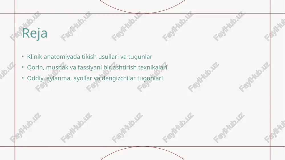 ni tikish jarrohlik qo'llanilishi qorin tikish jarayonida, oddiy suturlar va jarrohlik usullari qo'llaniladi. shuningdek, xavfsizlik va tikilish samaradorligini ta'minlash muhimdir. mushaklarni tikishda kuchli bog'lanish va to'g'ri texnikalardan foydalanish zarur. jarrohlik amaliyotida kuchli tikish usullari samarali natijalar beradi. qorin va mushaklarni tikishda jarrohlik amaliyoti muhim rol o'ynaydi. har bir usulning o'ziga xos afzalliklari va qo'llanilish joylari mavjud. qorin va mushaklarni tikish: texnikalar va innovatsiyalar. qorin tikish usullari mushaklarni tikish innovatsion yondashuv qorin tikish jarayonida, o'ziga xos tikish usullari, masalan, "siyoh" usuli qo'llanadi, bu jarrohlikda tez va samarali tikish imkonini beradi. mushaklarni tikish jarayonida, kuchli va elastik iplar ishlatiladi, bu mushaklar funktsiyalarini saqlab qolish va tiklanish jarayonini tezlashtirishga yordam beradi. zamonaviy innovatsiyalar, masalan, robototexnika va 3d bosib chiqarish, jarrohlikda tikish jarayonini yanada takomillashtirishga yordam beradi va aniqlikni oshiradi. fasciyalarni birlashtirishda zamonaviy yondashuvlar va usullar. 1 fasciyalarni tikish texnikalari fasciyalarni birlashtirishda foydalaniladigan texnikalar orasida, oddiy va ilg'or jarrohlik usullari muhim rol o'ynaydi. ular …