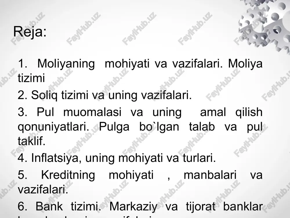oya qilish uchun moddiy javobgar bo`lish tizimi, turli soliqlar undirib olish va mablag` bilan ta`minlash tizimi orqali amalga oshadi. davlat budjeti – bu davlat daromadlari va xarjatlari hamda ularni moliyaviy qoplash manbalarining yillik rejasidir daromadlar tarkibi xarajatlar tarkibi davlat budjeti to`g`ri soliqlar egri soliqlar mulk solig`i va resurs to`lovlari. ijtimoiy infratuzilmani rivojlantirish uchun soliq . boshqa daromadlar. ijtimoiy sohaga ijtimoiy himoyaga iqtisodiyot uchun xarajatlar markazlashtirilgan investitsiyalarni moliyalashtirish xarajatlari davlat hokimiyati , boshqaruv va sud organlariga xarajatlar boshqa xarajatlar budjet taqchilligi – bu davlat budjeti xarajatlarining uning daromadlaridan ortiqchaligidir . budjet taqchilligining aniqlanishi: taqchillikning mutloq miqdorida. taqchillikning yaim miqdoriga nisbiy o`lchamida. davlatning iqtisodiy siyosatidagi o`zgarishlar. iqtisodiy inqirozlar. millliy va jahon bozori konyukturalaridagi davriy tebranishlar. davlatning jamiyat hayotidagi ro`lining o`sib borishi, uning iqtisodiy va ijtimoiy vazifalari kengayishi. budjet taqchilligi sabablari: budjet taqchilligini qoplash (moliyalashtirish) manbalari: 1 davlat ichki qarzi - bu davlatning mamklakat ichida zayomlar va boshqa qimmatli qog`ozlarni chiqarish , turli …