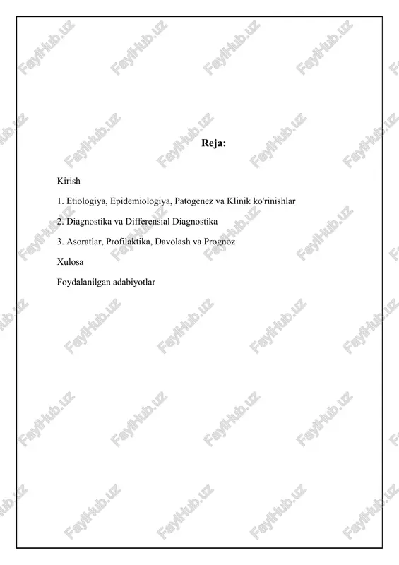 ar yetkazmaydi. diagnostika va davolashda bu ikki tur o'rtasidagi farqni bilish muhim ahamiyatga ega. amebiaz butun dunyo bo'ylab tarqalgan bo'lsa-da, ayniqsa, sanitariya-gigiyena sharoitlari past bo'lgan tropik va subtropik hududlarda keng tarqalgan. kasallikning tarqalishiga fekal-oral yo'l asosiy hisoblanadi. bunga ifloslangan suv va oziq-ovqat mahsulotlarini iste'mol qilish, gigiyena qoidalariga rioya qilmaslik (qo'llarni yuvmaslik), shuningdek, go'ng bilan o'g'itlangan sabzavot va mevalarni iste'mol qilish kiradi. epidemiologik ma'lumotlarga ko'ra, dunyo aholisining taxminan 10% *entamoeba histolytica* bilan zararlangan. shu bilan birga, faqatgina bir qismi simptomatik amebiaz bilan kasallanadi. migratsiya, sayyohlik va xalqaro savdo ham kasallikning tarqalishiga o'z hissasini qo'shishi mumkin. 📊 amebiaz bo'yicha asosiy ma'lumotlar ushbu statistika amebiaz kasalligi haqidagi asosiy ma'lumotlarni ko'rsatadi, jumladan, kasallikning tarqalishi, og'irlik darajasi va xavf omillari. infektsiyalanganlarning simptomatikligi 10-20% entamoeba histolytica bilan infektsiyalangan odamlarning taxminan 10-20 foizida simptomlar rivojlanadi. dunyo aholisining infektsiyalanish darajasi 10% dunyo aholisining taxminan 10 foizi entamoeba infektsiyalangan deb taxmin qilinadi, ammo ularning aksariyati e. dispar bilan infektsiyalangan …