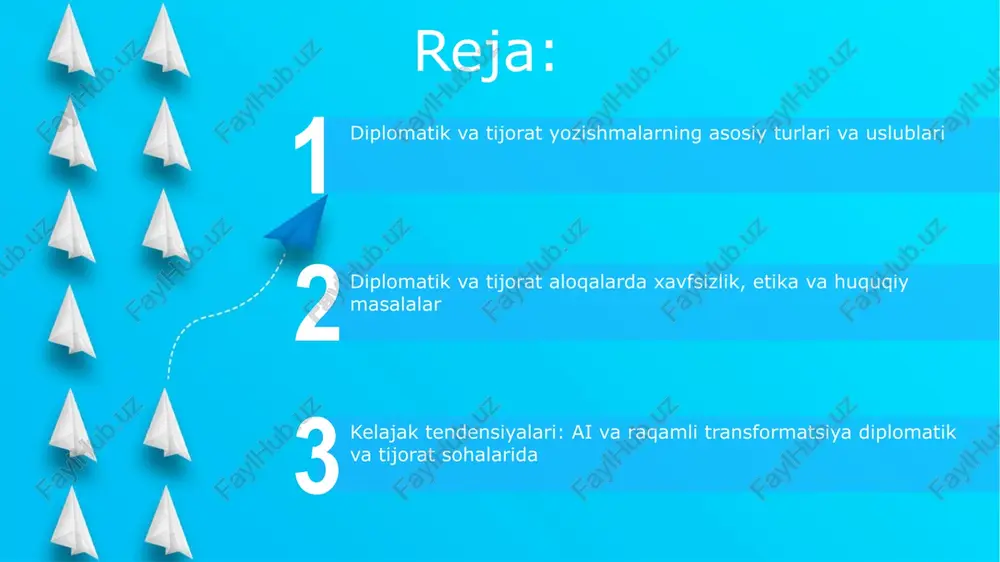 'g'risidagi 1961-yilgi konvensiyasi diplomatik immunitet va huquqlarni belgilaydi, davlatlar o'rtasida samarali munosabatlarni ta'minlaydi va xalqaro huquqning muhim asosi hisoblanadi. butunjahon savdo tashkiloti (bst) doirasidagi savdo shartnomalari, masalan, gatt, tariflar va savdo to'siqlarini kamaytirish orqali xalqaro savdoni rivojlantirishga qaratilgan. diplomatik xabarlarni shifrlash va tijorat hujjatlarining xavfsizligi start diplomatik xabarlarni shifrlashda, masalan, aes-256 kabi kuchli algoritmlar qo'llaniladi, bu xabarlarni uchinchi tomonlar o'qishidan himoya qiladi. tijorat hujjatlarining xavfsizligi uchun raqamli imzo va blokcheyn texnologiyalari muhim, ular hujjatning haqiqiyligini tasdiqlaydi va o'zgartirilganligini aniqlaydi. elektron diplomatik va tijorat yozishmalari elektron diplomatik yozishmalarda 128-bitli shifrlash kabi texnologiyalar muhim, chunki ular maxfiy ma'lumotlarni himoya qiladi va noqonuniy kirishdan saqlaydi. bu diplomatik aloqalarning xavfsizligini ta'minlaydi. elektron tijorat yozishmalarida edi (elektron ma'lumotlar almashinuvi) standartlari muhim rol o'ynaydi, chunki ular xarajatlarni kamaytiradi va hujjat almashinuvining tezligini 40% gacha oshiradi. sun'iy intellekt va tarjima texnologiyalari: aloqalarga ta'siri sun'iy intellektning (ai) tarjima texnologiyalari diplomatik muloqotlarni tezlashtiradi, lekin nozikliklar va madaniy farqlarni 95% …